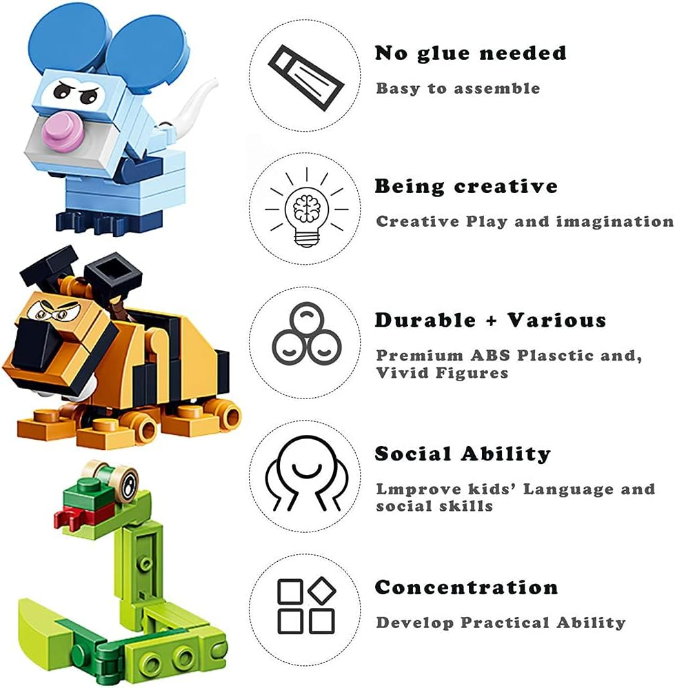 12PCS Party Favors for Kids, Mini Animal Building Blocks ,Building Sets Stem Toys , Assorted Building Blocks Sets for Birthday Party Gift,Goodie Bags, Prize,Cake Topper image number 6