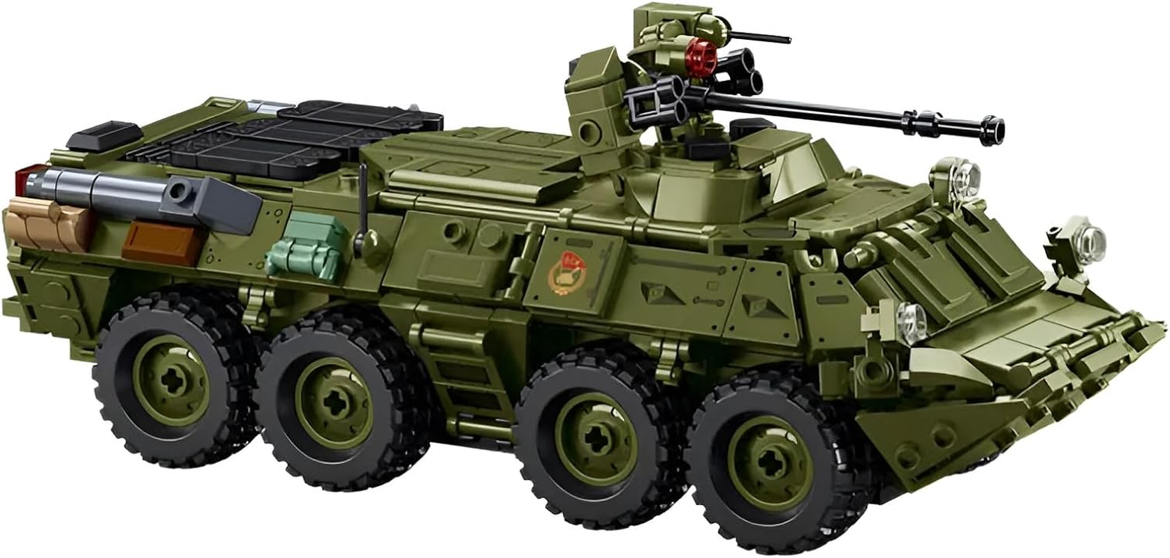 Fuleying Military Building Blocks Kit, 1: 35 BTR-80AS Infantry Combat Vehicle Clamping Blocks, 619 Pieces Army Armoured Tank Model Toy for Adults Children Aged 8+