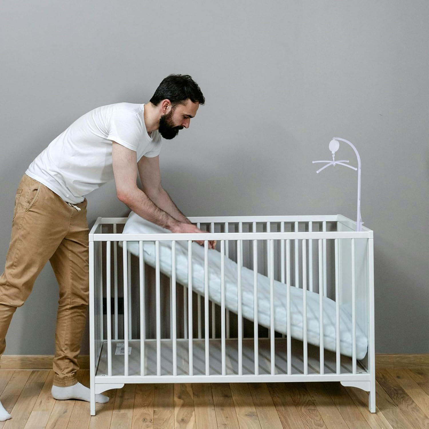 YARNOW Height Adjustable Mobile Arm for Crib Secure and Stable Clamp Easy to Install Compatible with Most Cribs Supports Baby Mobiles Bed Bell Toy Bracket image number 5