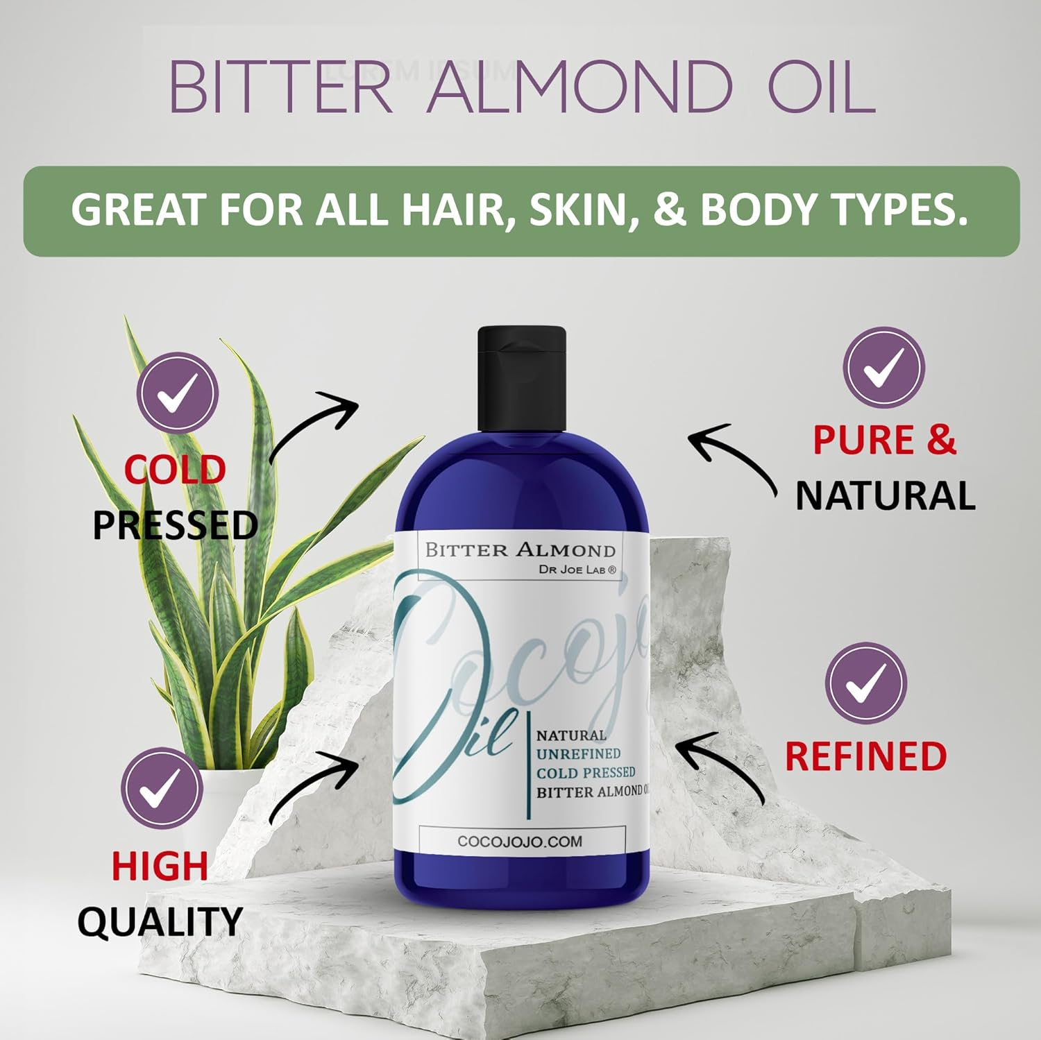 Dr Joe Lab Bitter Almond Oil - 8 Oz 100% Pure, Cold Pressed, Non-Gmo, Vegan, Extra Virgin, All Natural, Perfect for Body, Hair, Skin, Nails, Facial Hair, Lashes, Eyebrows - Packaging May Vary image number 6