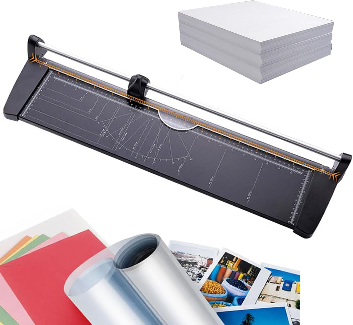 Paper Cutter, A2 Metal Guillotine Paper Cutter Cutting Performance up to 10 Sheets, Guillotine Blade Trimmer with Sliding Cutter Head, for A4 A5 Paper,Craft Paper, Photo, Coupon and Label image number 4