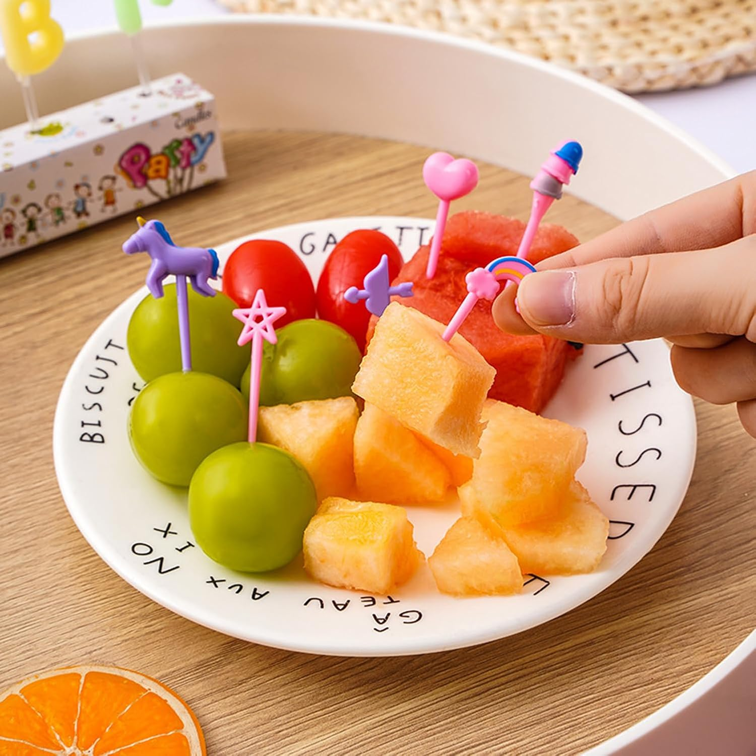 28 PCS Food Picks for Kids, Dinosaur Unicorn Vehicle Car Animal Fruit Picks, Cute Food Toothpicks, Lunch Bento Box Accessories for Kids/Toddler image number 3