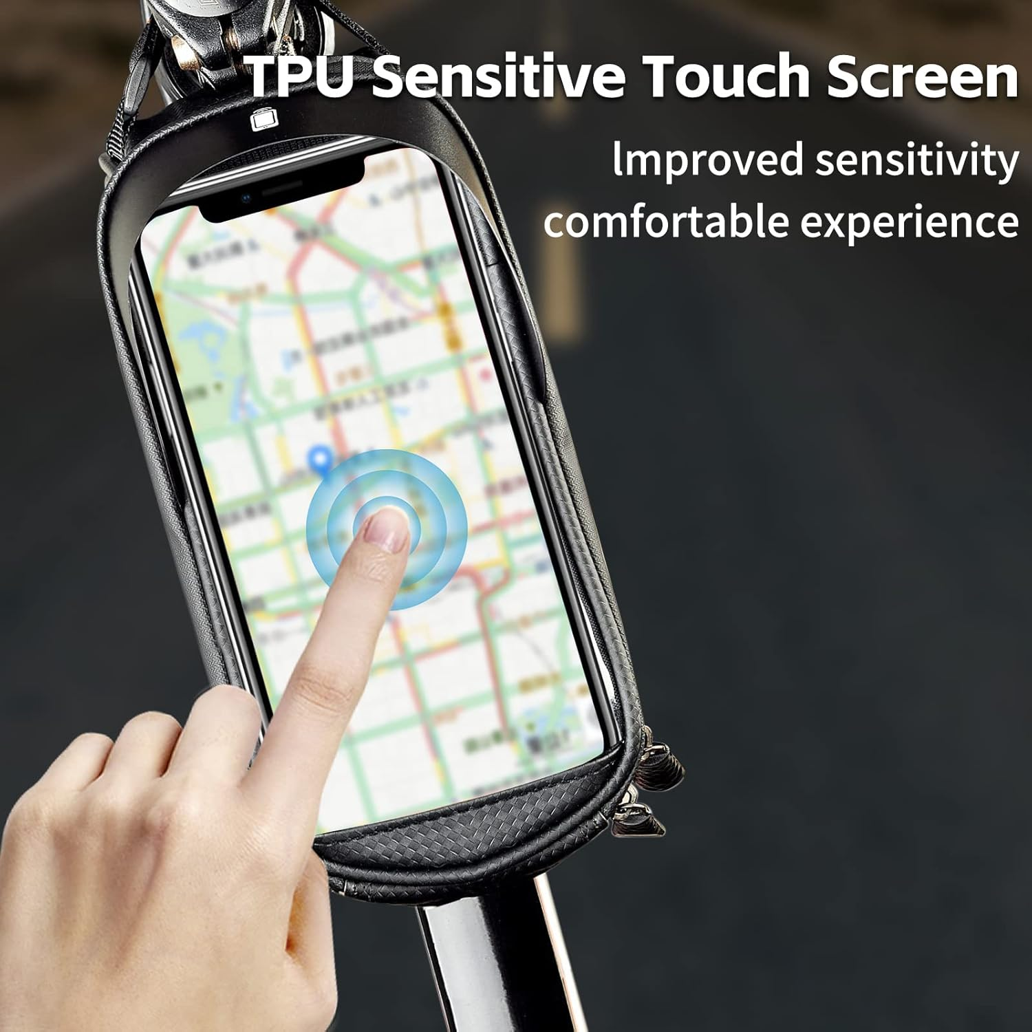 Waterproof Bike Phone Holder Mountain Bicycle Handlebar Pouch - Cycling Storage Bag with TPU Touch-Screen Sun-Visor Rain Cover for Phones under 6.5&rdquo; image number 3