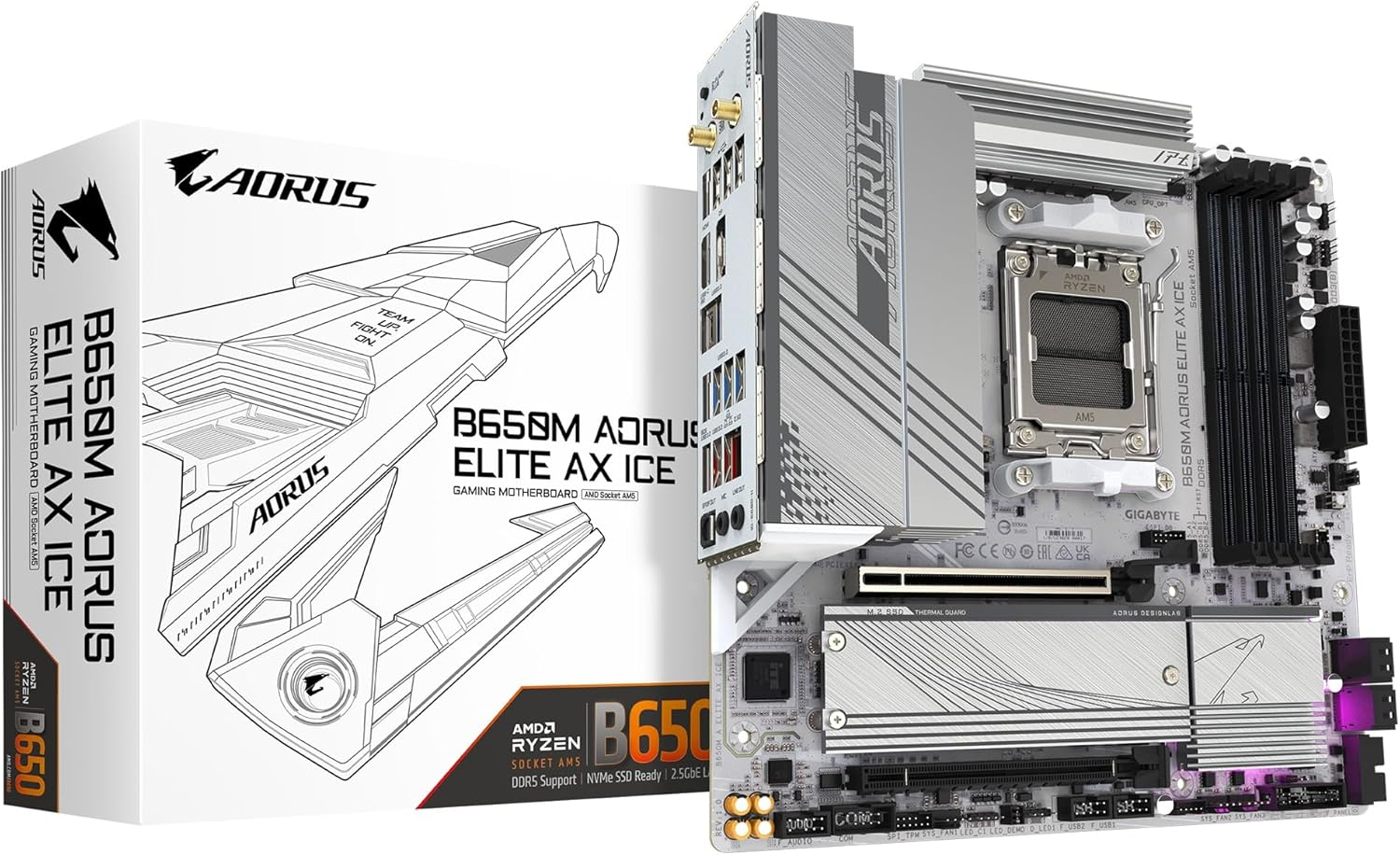 Gigabyte AM5 B650M AORUS ELITE AX ICE DDR5 Motherboard image number 3