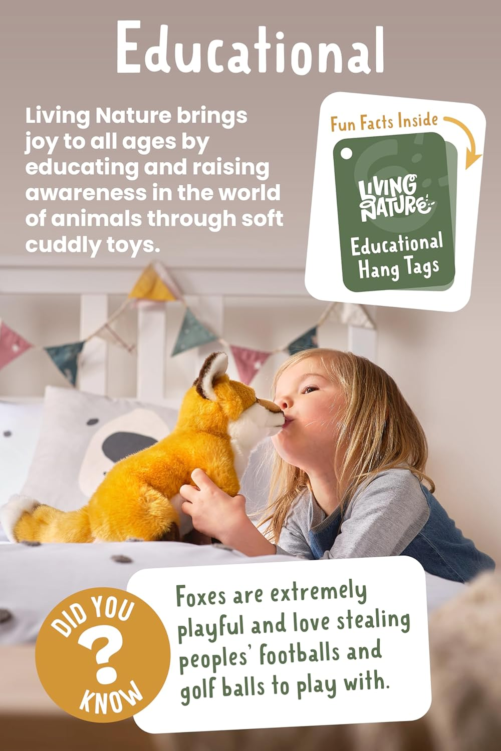 Living Nature European Honey Bee Plush Toy, Realistic and Cuddly Stuffed Animal Made with Eco-Friendly Materials, Soft Nature Companion for Kids and Wildlife Enthusiasts