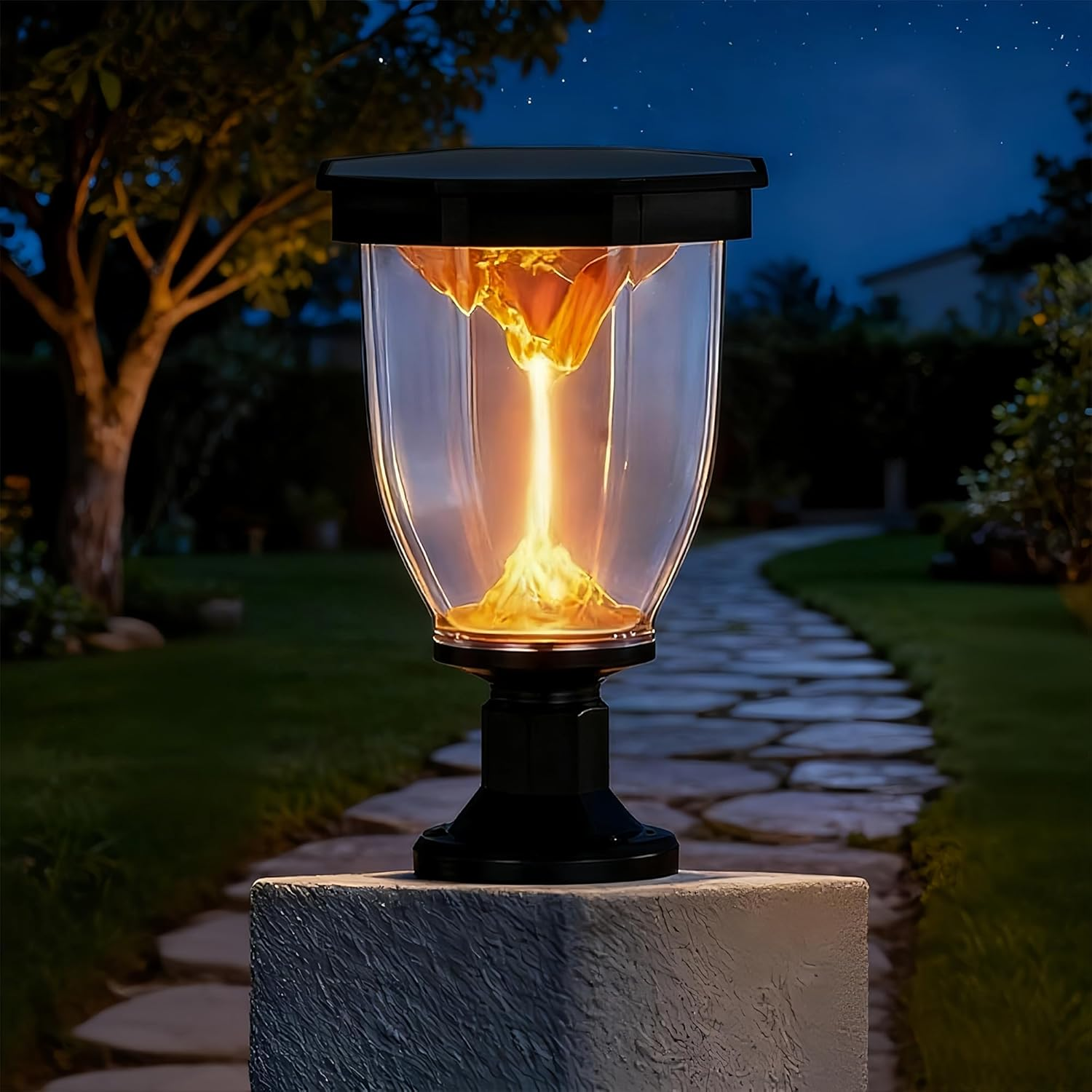 Solar Lights Outdoor Garden Waterproof, Flame Mountain LED Solar Light,Decorative Solar Post Lights for Yard, Patio & Landscape