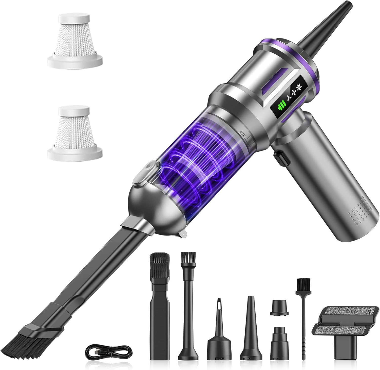 Car Vacuum Cleaner, Koreal 22000Pa Vacuum Cleaner with Brushless Motor, 4 in 1 High Power Handheld Vacuum Cleaner, Mini Vacuum with Grade Display for Home, Car, Office (Black)