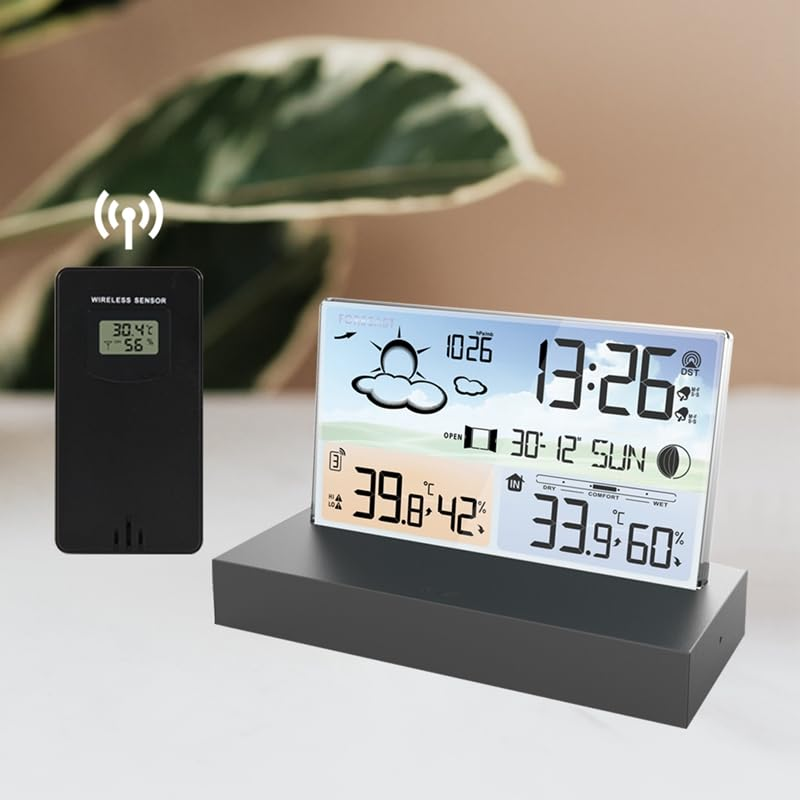 Color Screen Weather Station Barometer Moon Phase Electronics Desktop Thermometer Hygrometer Alarm Clock Wireless Sensor image number 5