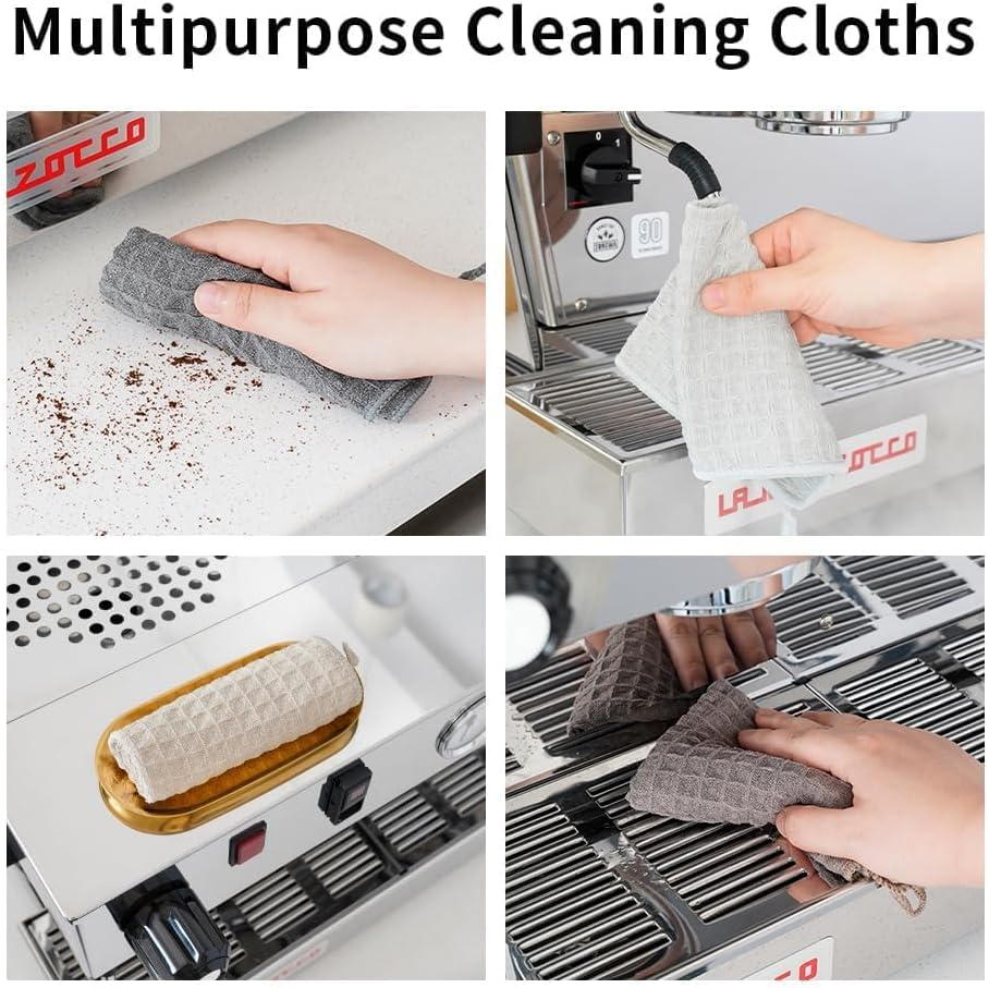 Watchget Barista Microfiber Cloths - 4 Pack (12"X12") Professional Cleaning Towels for Espresso Machines, Steam Wands & Countertops Essential Coffee Bar Accessories image number 3