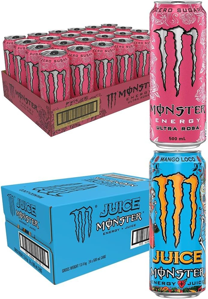 Monster Ultra Rosa 24Pk and Monster Ultra Mango Loco Juice 24Pk