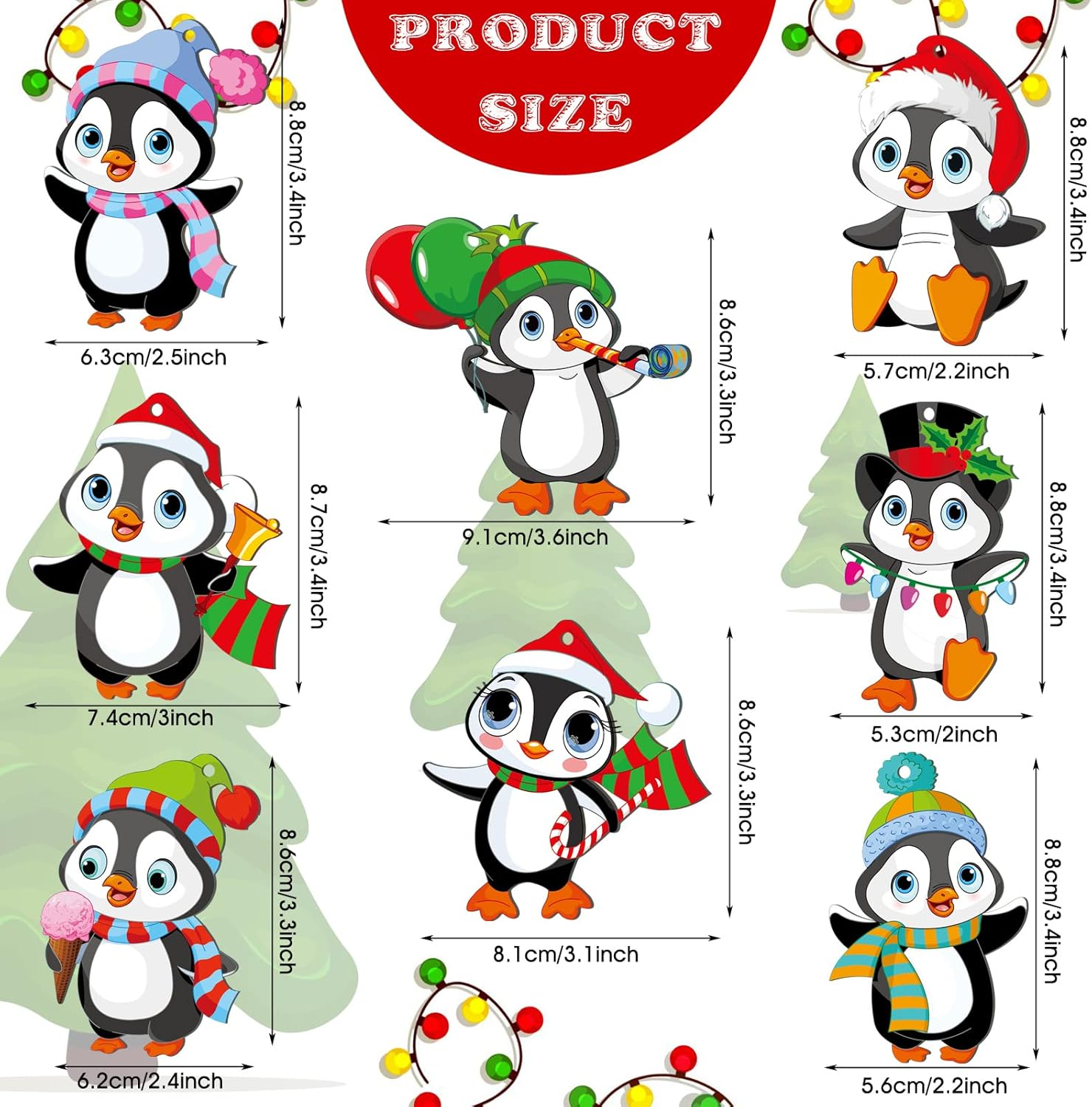 Gerrii 40 Pieces Christmas Penguin Ornaments Bulk for Xmas Tree Wood with Rope Dancing Penguin Ornaments for Christmas Holiday Party Decorations image number 1