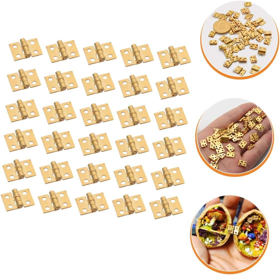 HOMSFOU 30 Pcs Box Mini Hinge Hinges for Kitchen Cabinets Miniature Dollhouse Accessories Furniture Mini Miniature Hinges for Crafts Minatures Crafts Copper Piano Small Hinge image number 4