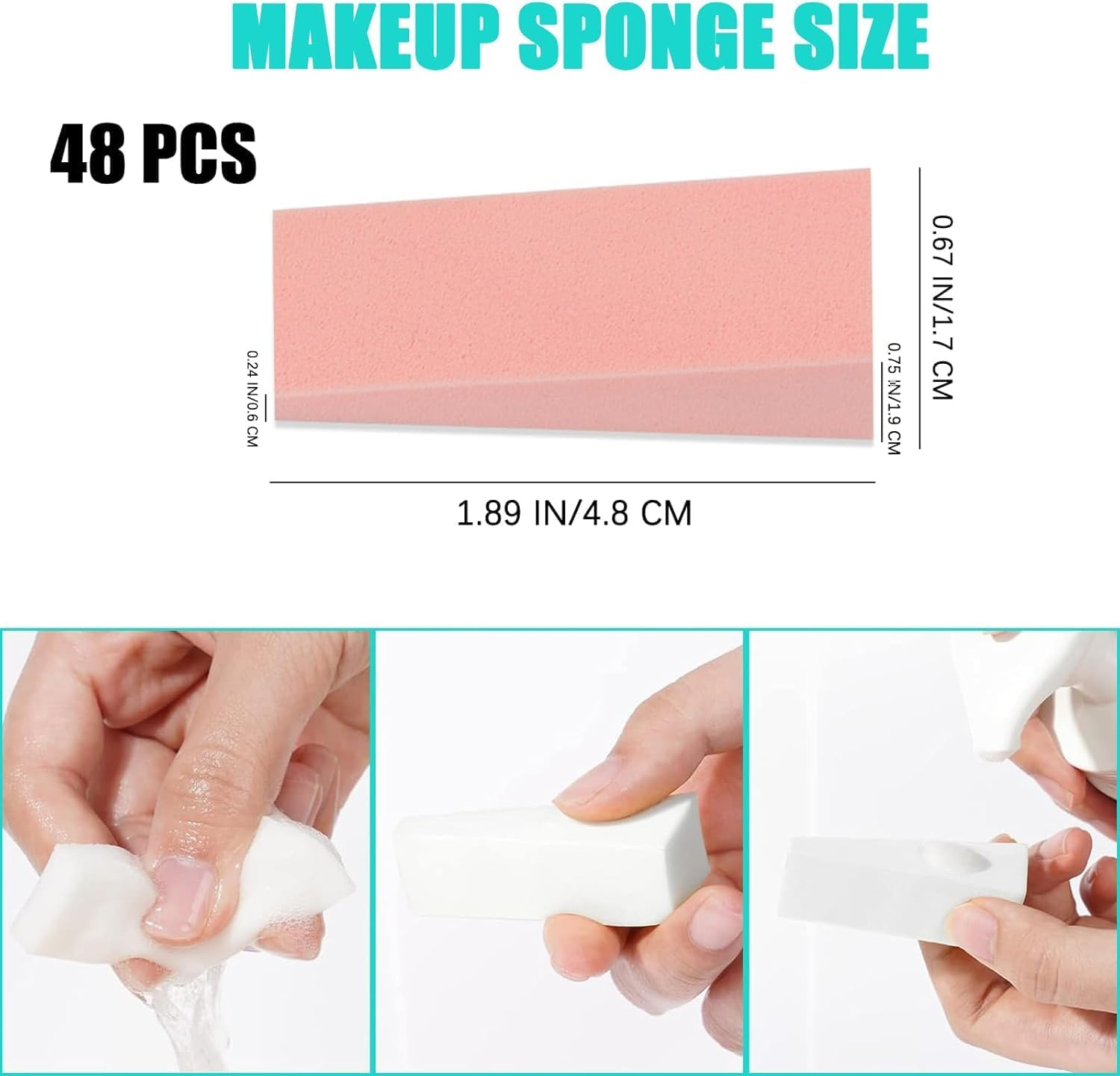 Flyanzebi Triangle Shape Make up Wedge Sponges, 48Pcs, Multicolor, Triangular, Sponge, Wet/Dry Use, Blending Makeup, Applying Foundation/Concealer image number 1