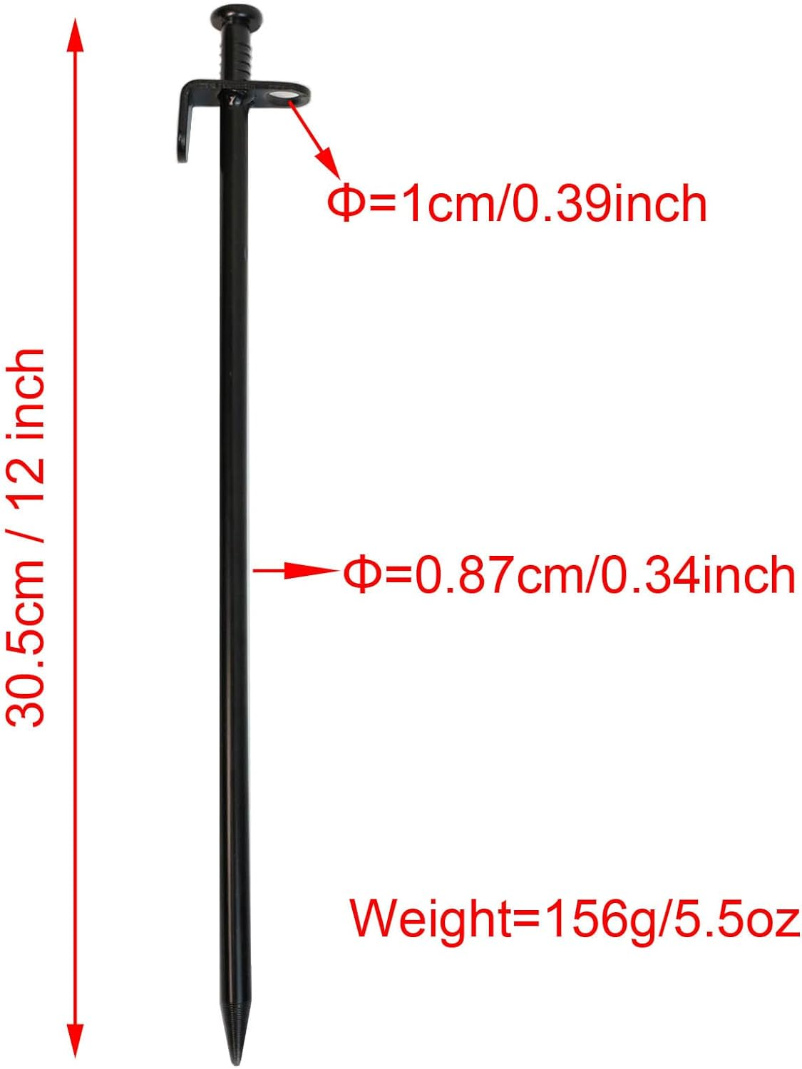 Youguobeier 8PCS Heavy Duty Steel Tent Pegs, 12 Inch Carbon Steel Tent Stakes with Hook and Pointed Tip, Silver