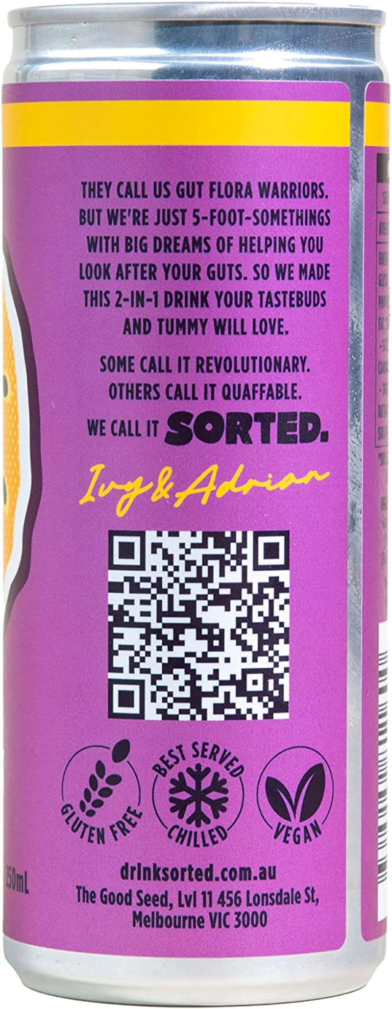 SORTED. Passionfruit Prebiotic Soft Drink | Boosts Gut Health | High-Fibre, 99.9% Sugar-Free, Low Carb, Low Calories | 12X250Ml Cans image number 5