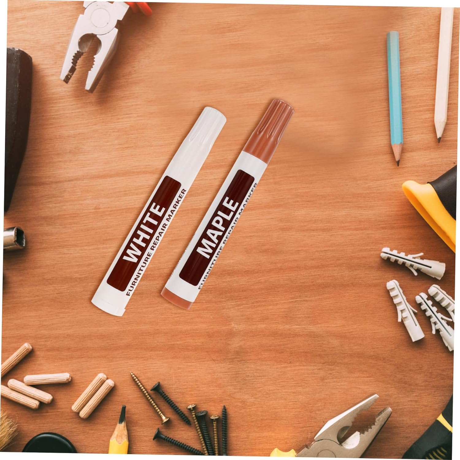 8Pcs Furniture Repair Markers Set Wood Scratch Repair Pens for Hardwood Floors Multi-Color Touch-Up Markers for Furniture Easy to Use Stain Pens for Home Improvement image number 3