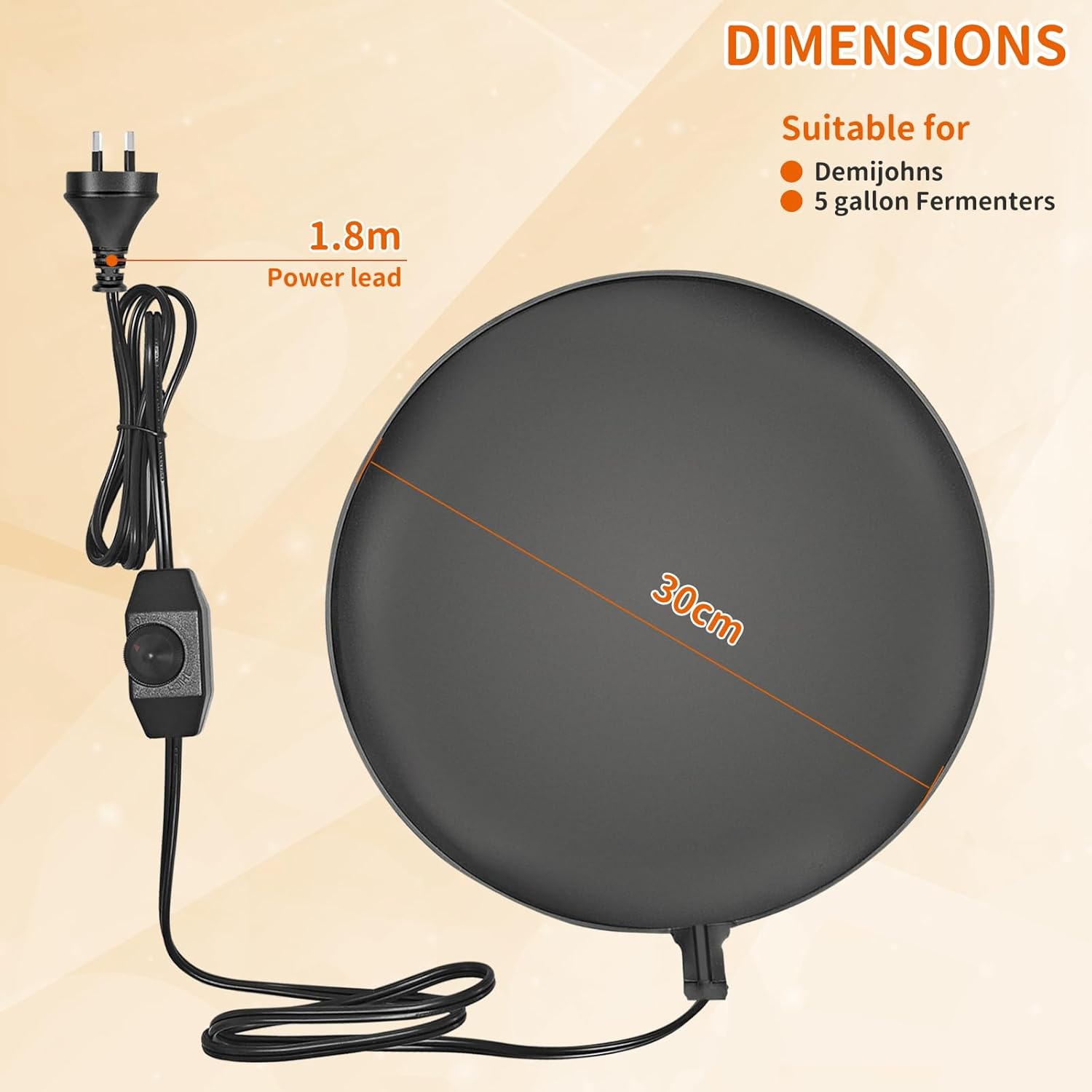 PETZOOKA Brewing Fermentation Mat with Thermostat Control Adjustable for Beer Wine Spirits Fermenter Black