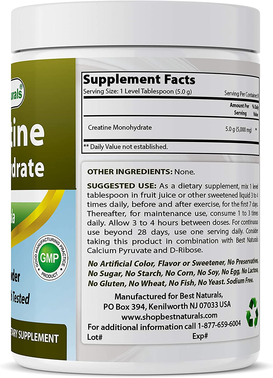 Best Naturals Creatine Monohydrate 1 Lb Powder