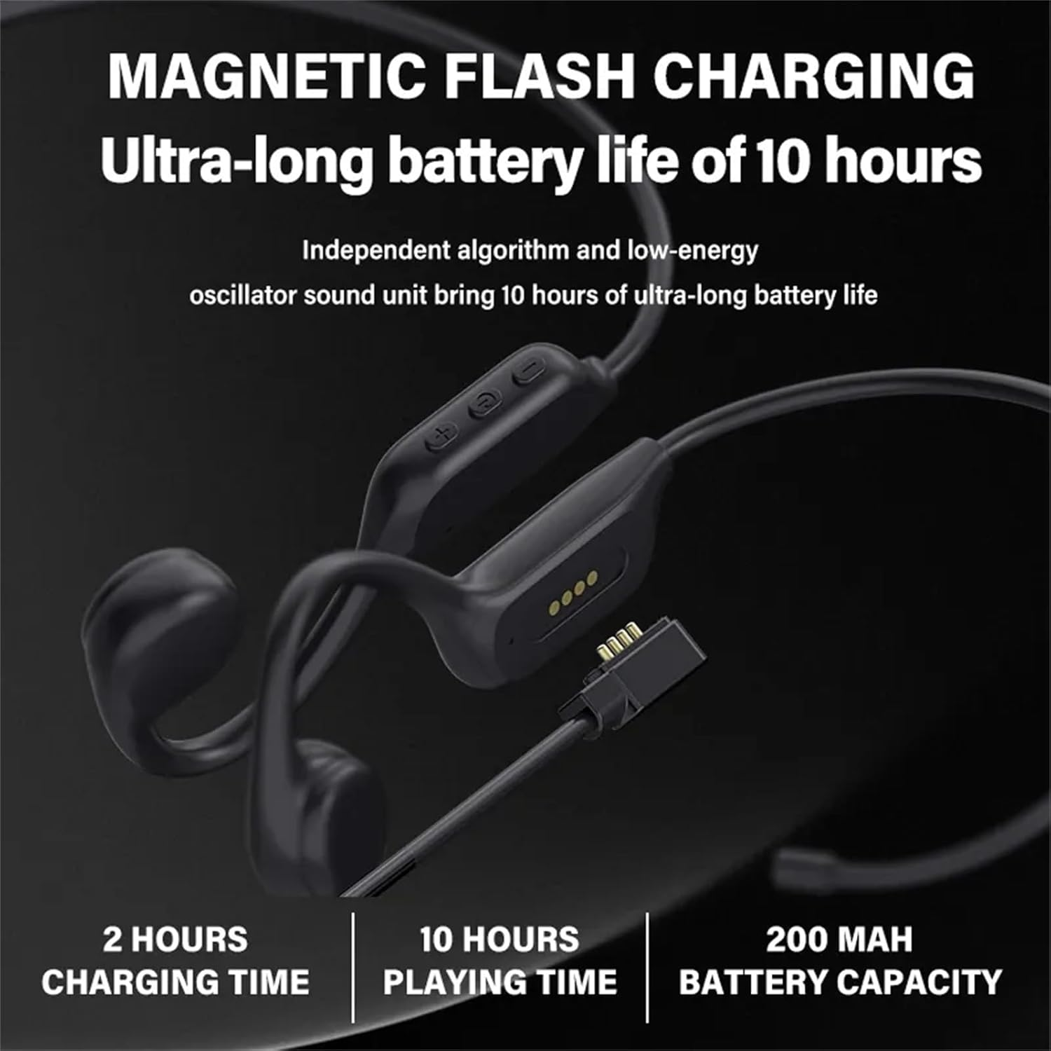 IPX8 Waterproof Bone Conduction Headphones X7S Bluetooth 32GB MP3 Swim Sports Wireless Earphone with Mic Hifi Bass Music Stereo (Black) - Black image number 2