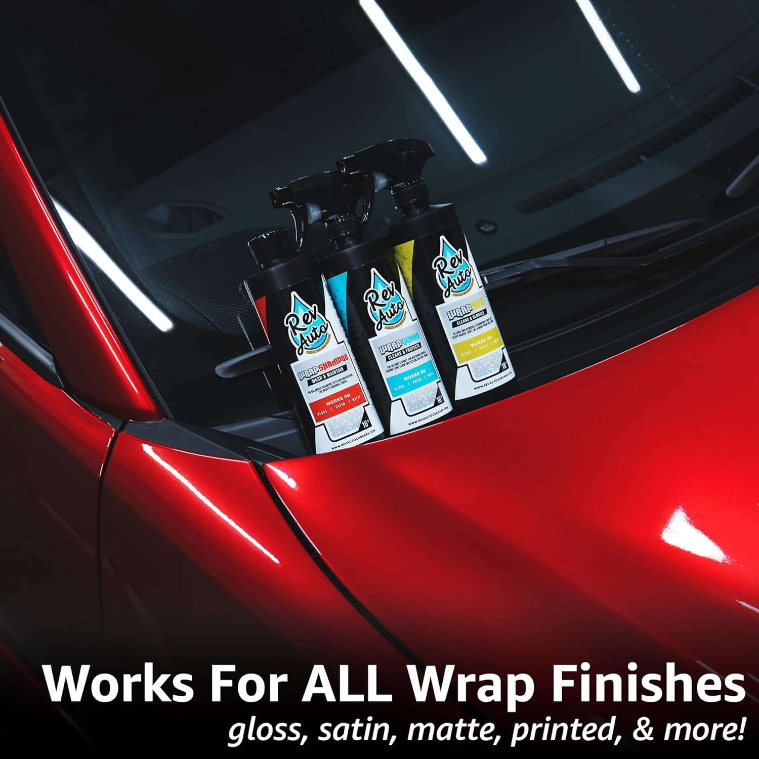 Rev Auto Vinyl Wrap Cleaner Kit &ndash; 3-Item Set Includes Wrap Detailer, Shampoo & Light Stain Remover | Made for Gloss, Satin, Matte, Chrome & More image number 3