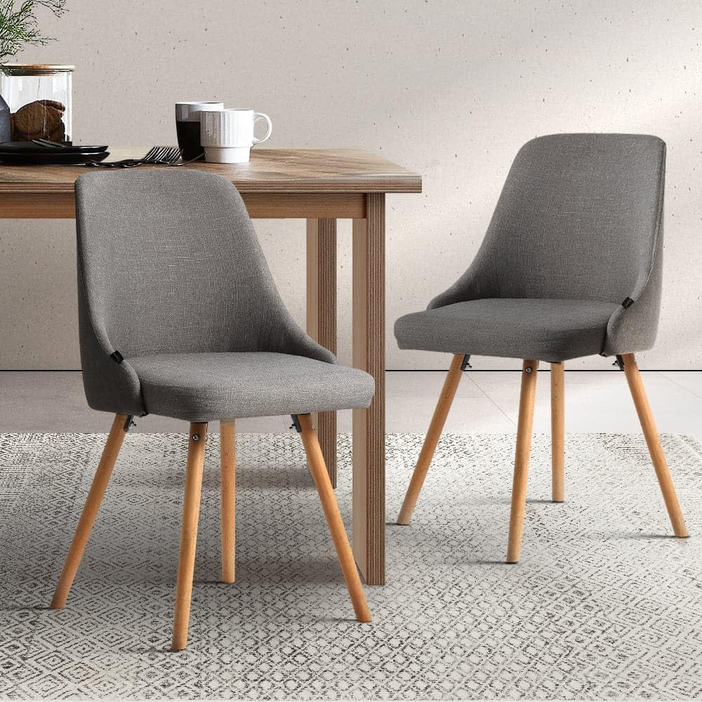 Artiss Dining Chairs Set of 2 Grey Esright Chair Nursing Seats Reading Seating Home Living Room Bedroom Kitchen Cafe Office Furniture, Polyester Fabric, in 45Cm Seat Height image number 5