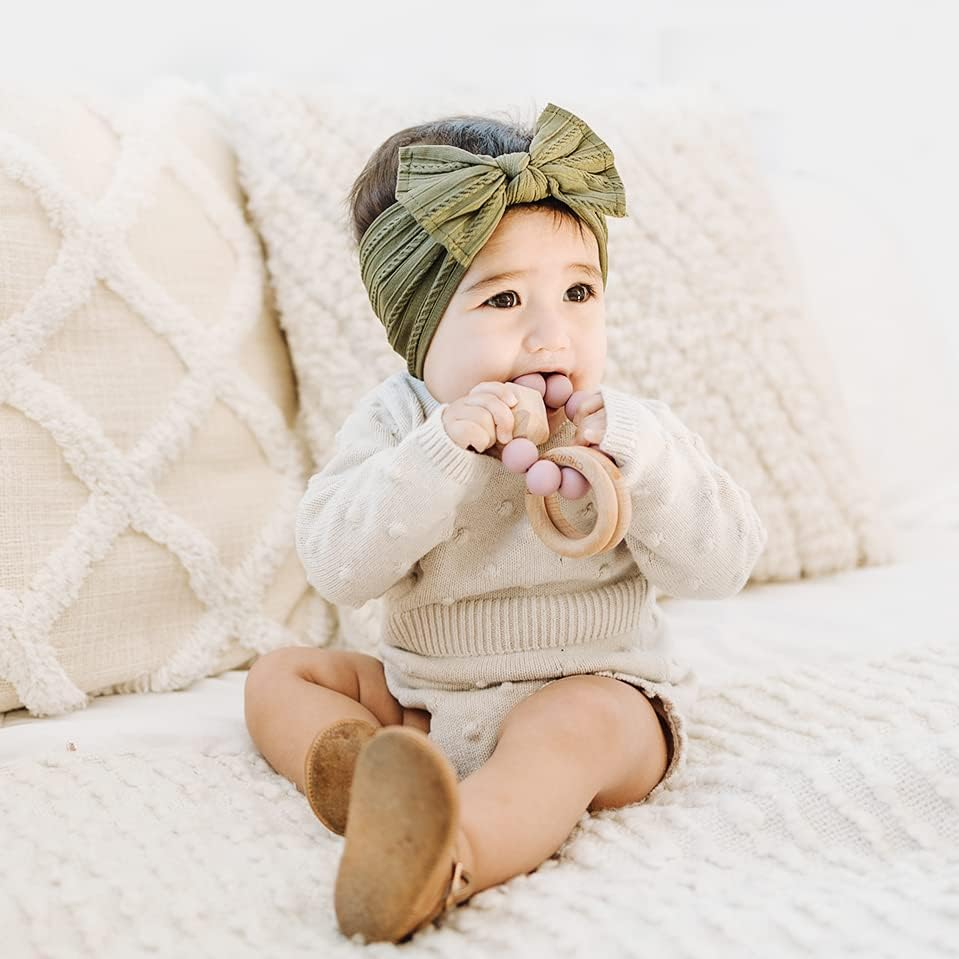 Prohouse 12 Pack Baby Nylon Headbands Hairbands Hair Bow Elastics Handmade Hair Accessories for Baby Girls Newborn Infant Toddlers Kids(Terracotta) image number 1