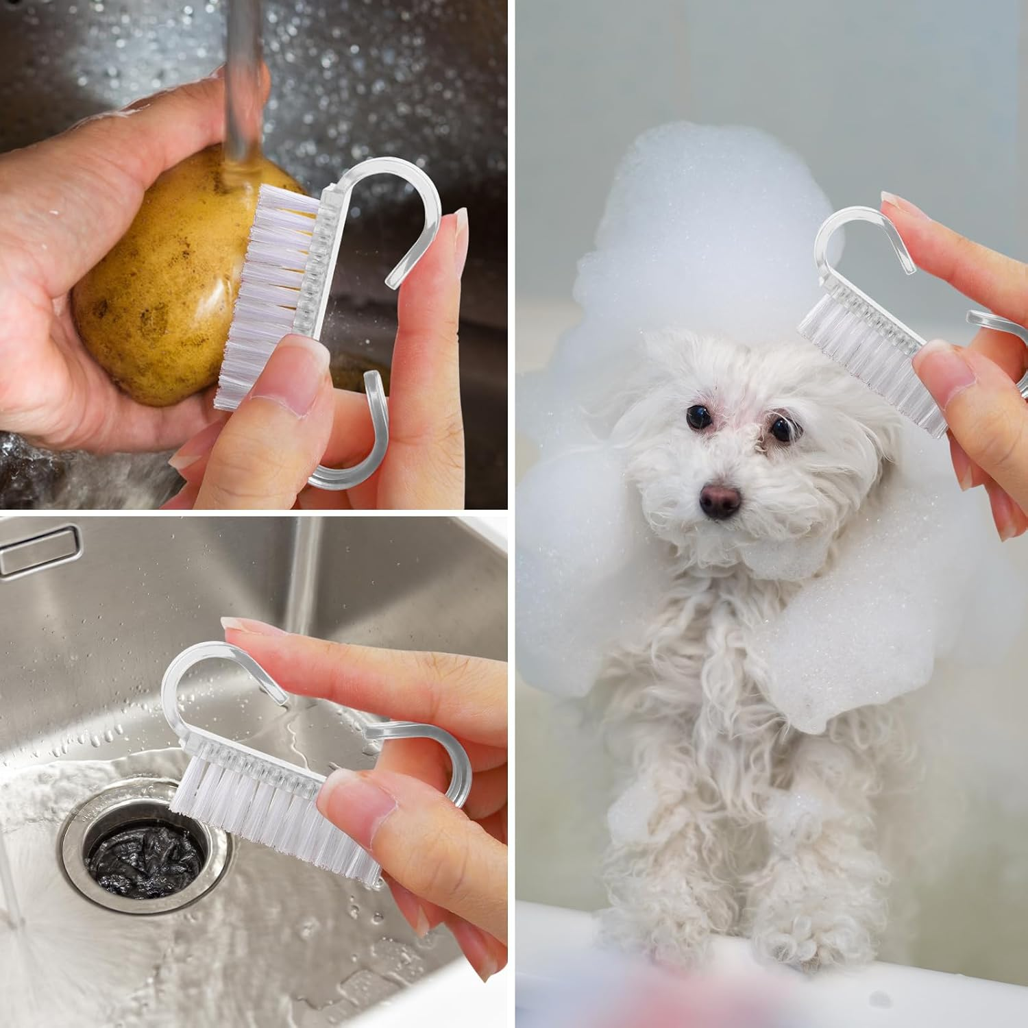 4 Pack Handle Grip Nail Brush,Hand Fingernail Scrub Cleaning Brushes for Toes and Nails Cleaner (Clear) - Clear image number 5