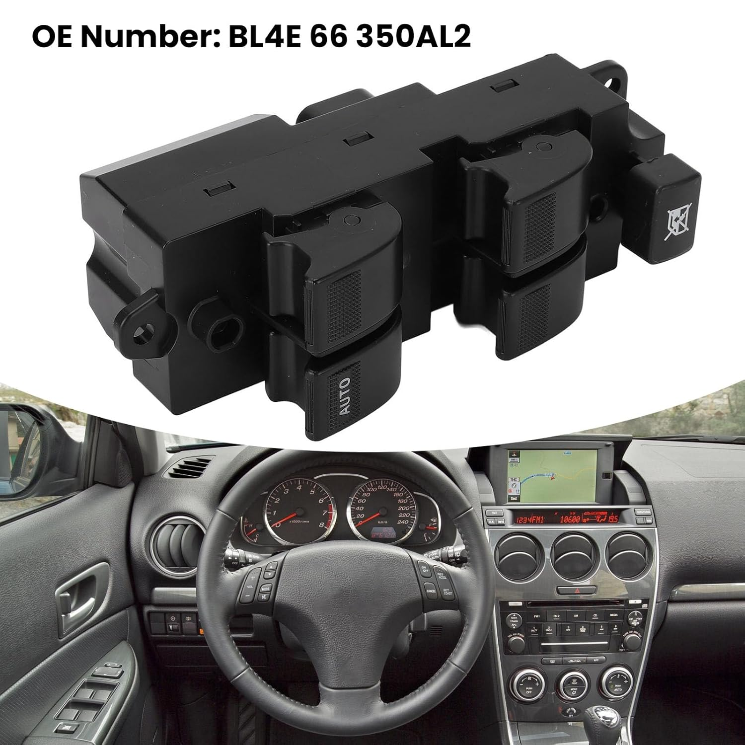 Master Power Window Switch Front Left Driver Side for Mazda 6 2003 to 2005, OE : BL4E 66 350AL2, Front Left Driver Side Window Control Button, Power Master Window Switch Control