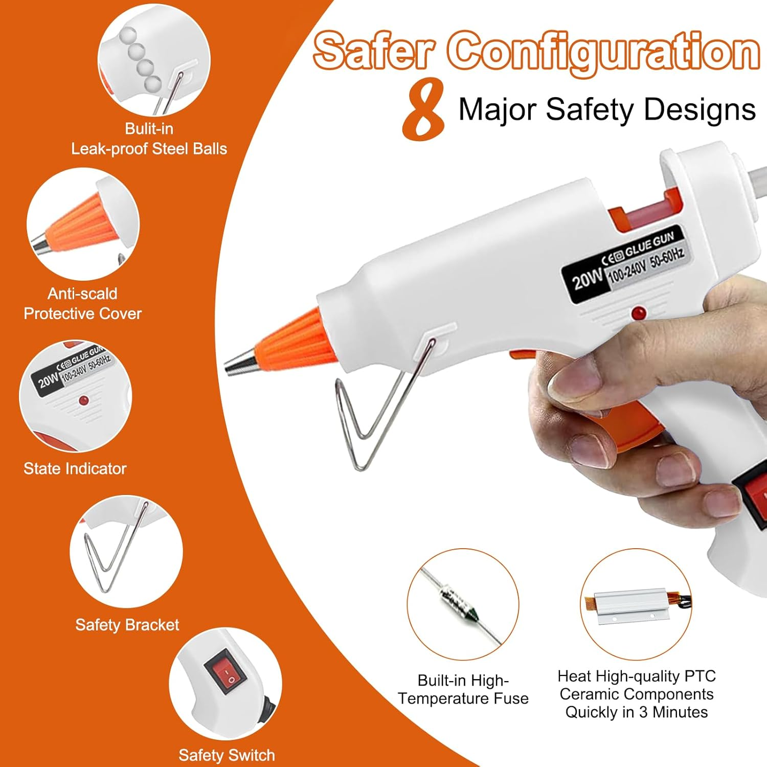 Mini Hot Glue Gun with 40 Glue Sticks, Fast Heating Hot Melt Gun, 20W Glue Gun Kit, Lightweight Craft Gun for DIY, Home Repairs, Kids' School Projects - White