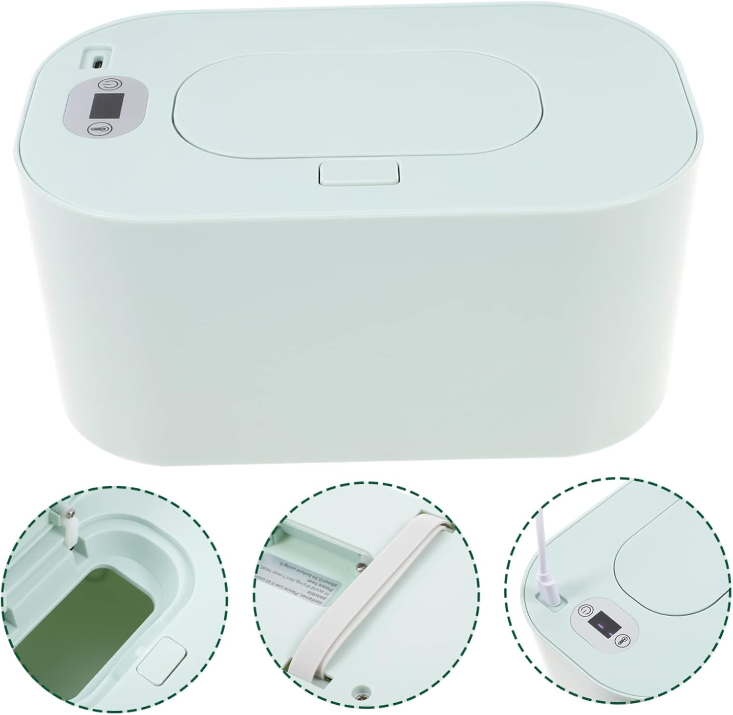 Portable USB Baby Wipe Warmer Tissue Dispenser Intelligent Temperature Control, Green Wet Tissue Warmer for Home and Car Use image number 2