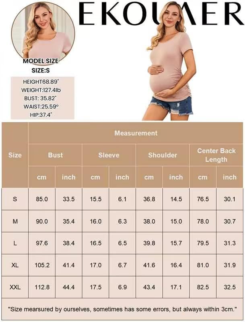 Ekouaer Womens Maternity Tops 3 Packs Short Sleeve Casual Pregnancy Shirts