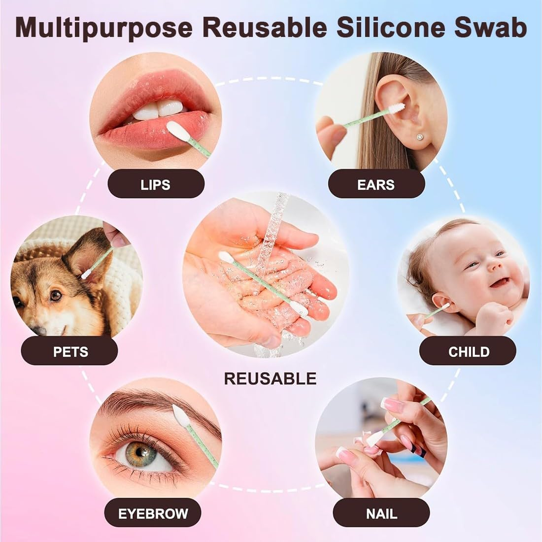 Pack of 4 Cotton Buds Reusable Ear Sticks Double Ended Spiral Reusable Cotton Buds Ear Cleaner Spiral with 2 Containers Green and Blue for Ear Cleaning Make-Up, Etc image number 1