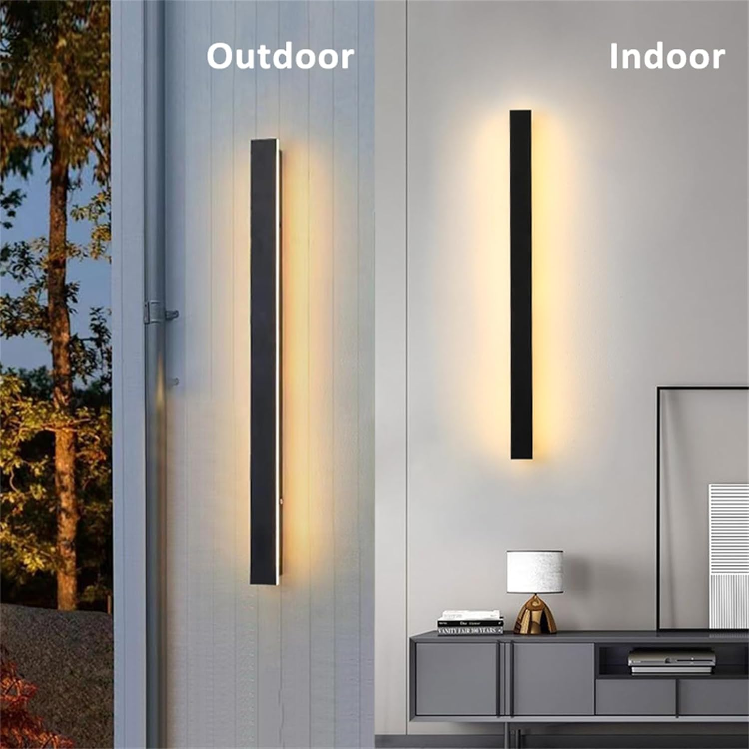 Modern LED Long Wall Sconce Outdoor Indoor Wall Lamp outside Acrylic Balcony Garden Exterior Wall Light Oval IP67 Light Living Room Bathroom Front Door Porch Patio Garage (100Cm,Warm Light) image number 1