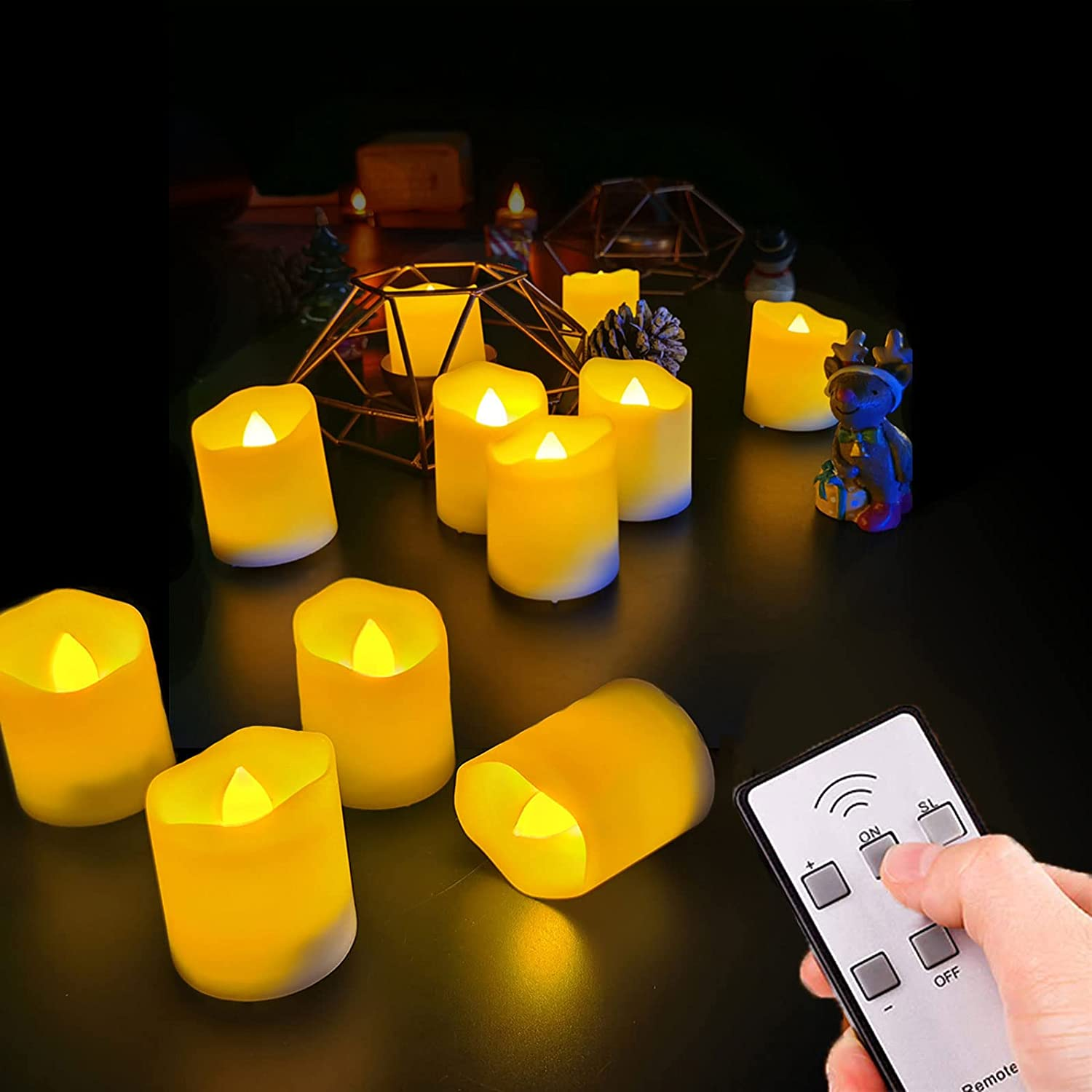 Actpe LED Tea Light Candles with Timer Remote Controlller, 6Pcs Flameless Flickering Battery Operated Long Lasting Votice Candles for Home Party Birthday Xmas Halloween Festival Cellection