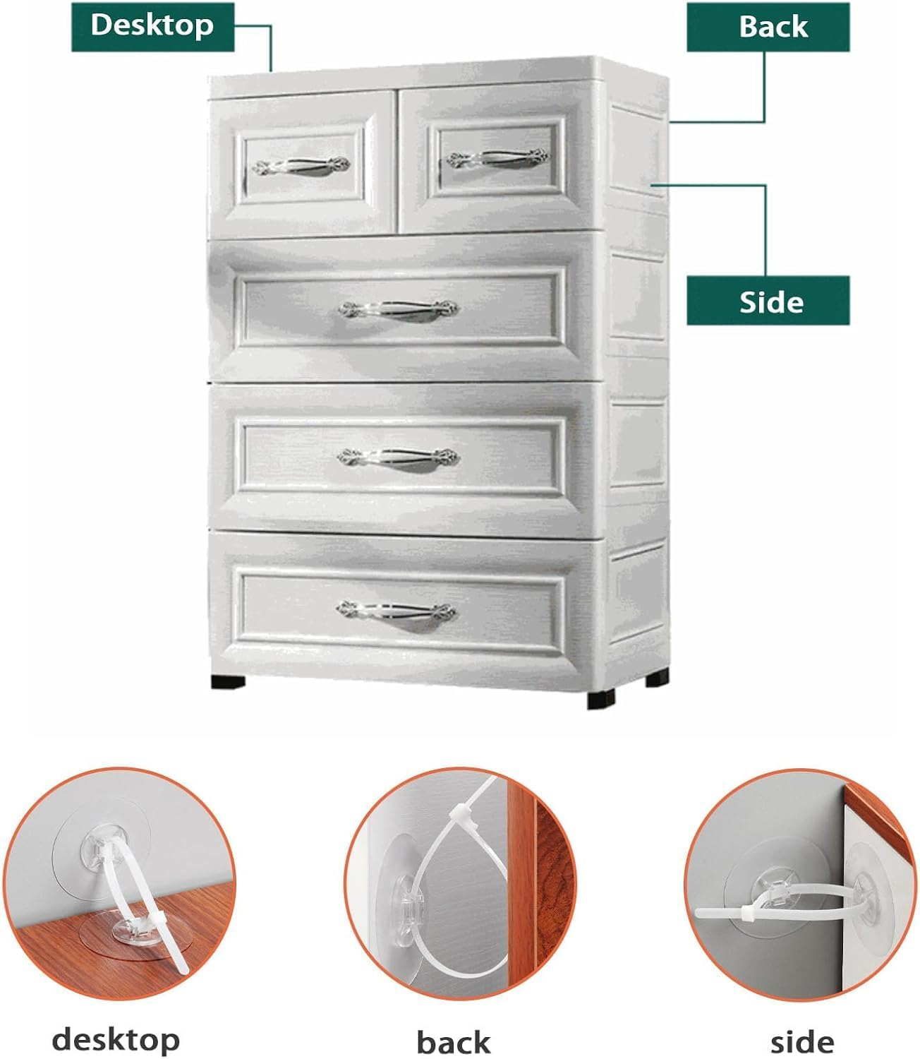 No Drill Self-Adhesive Furniture Wall Anchors, 30 Pieces Furniture Prevent Falling anti Tip Furniture Wall Anchors,Self-Adhesive Wall anti Tip Furniture Anchors image number 2