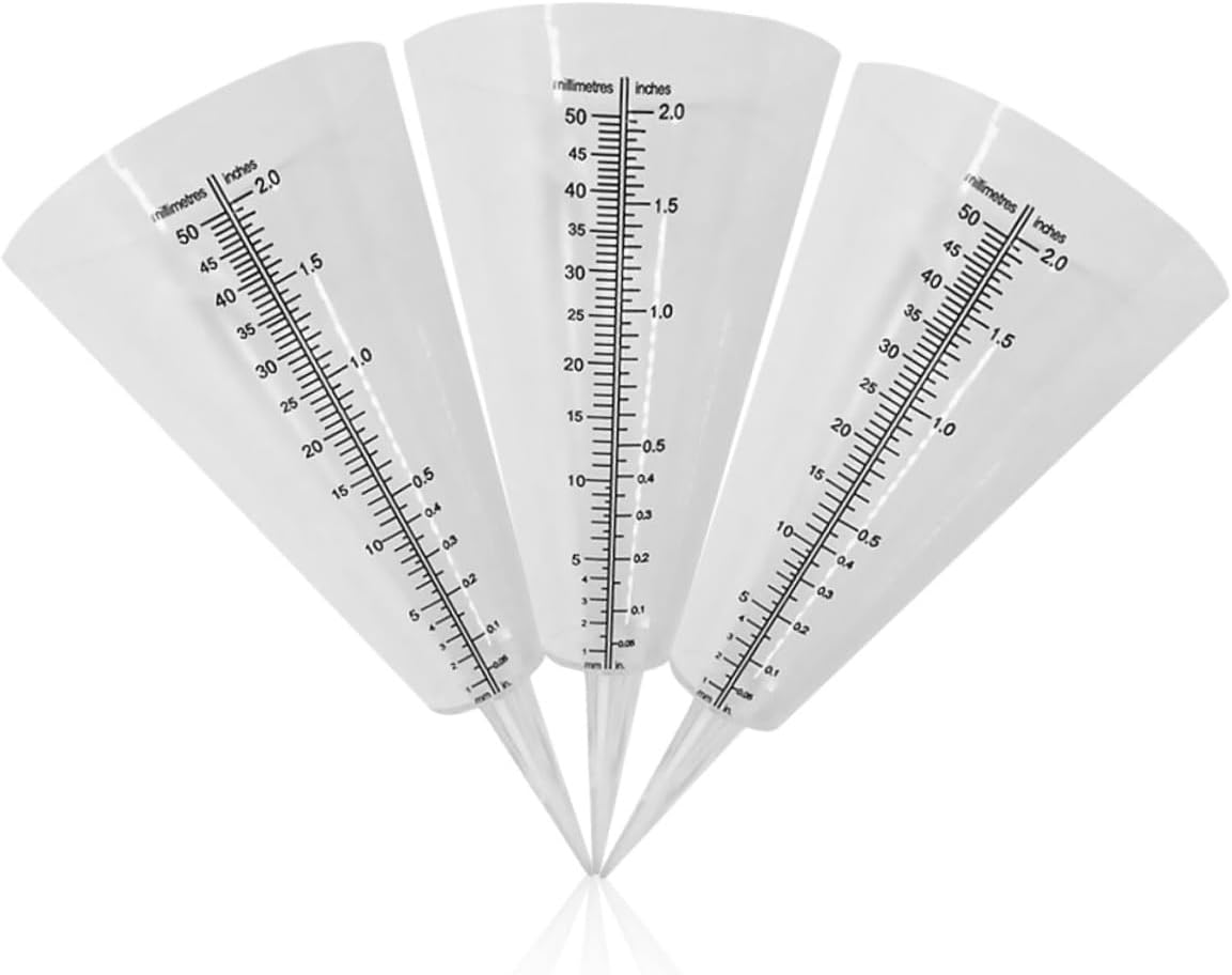 Homoyoyo 3Pcs Cone Shape Rain Gauge with Clear Graduated Measuring Cups for Garden Lawn Outdoor Use Plastic Rainfall image number 5