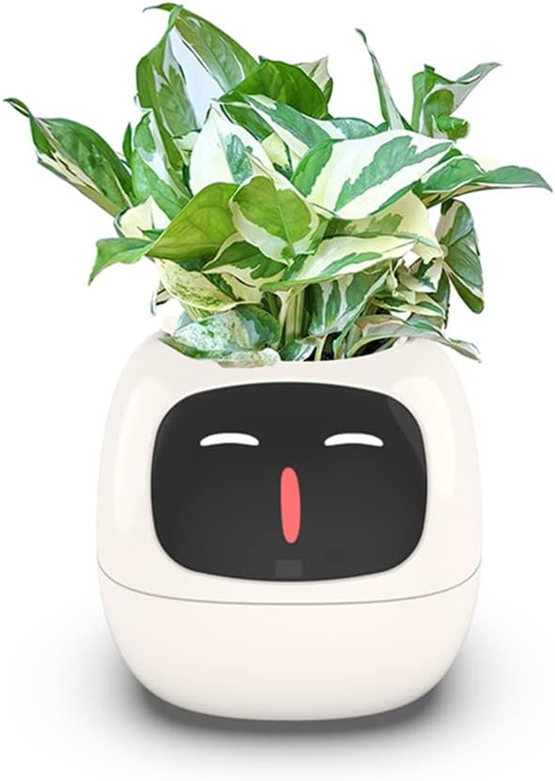 Intelligent Flower Pot, Electronic Bud, Maintenance Plant Assistant, Fun Interactive Flower Pot, Indoor Green Planting Monitoring, LCD Screen Display, Cell Phone APP Connection (White) - Pink image number 6