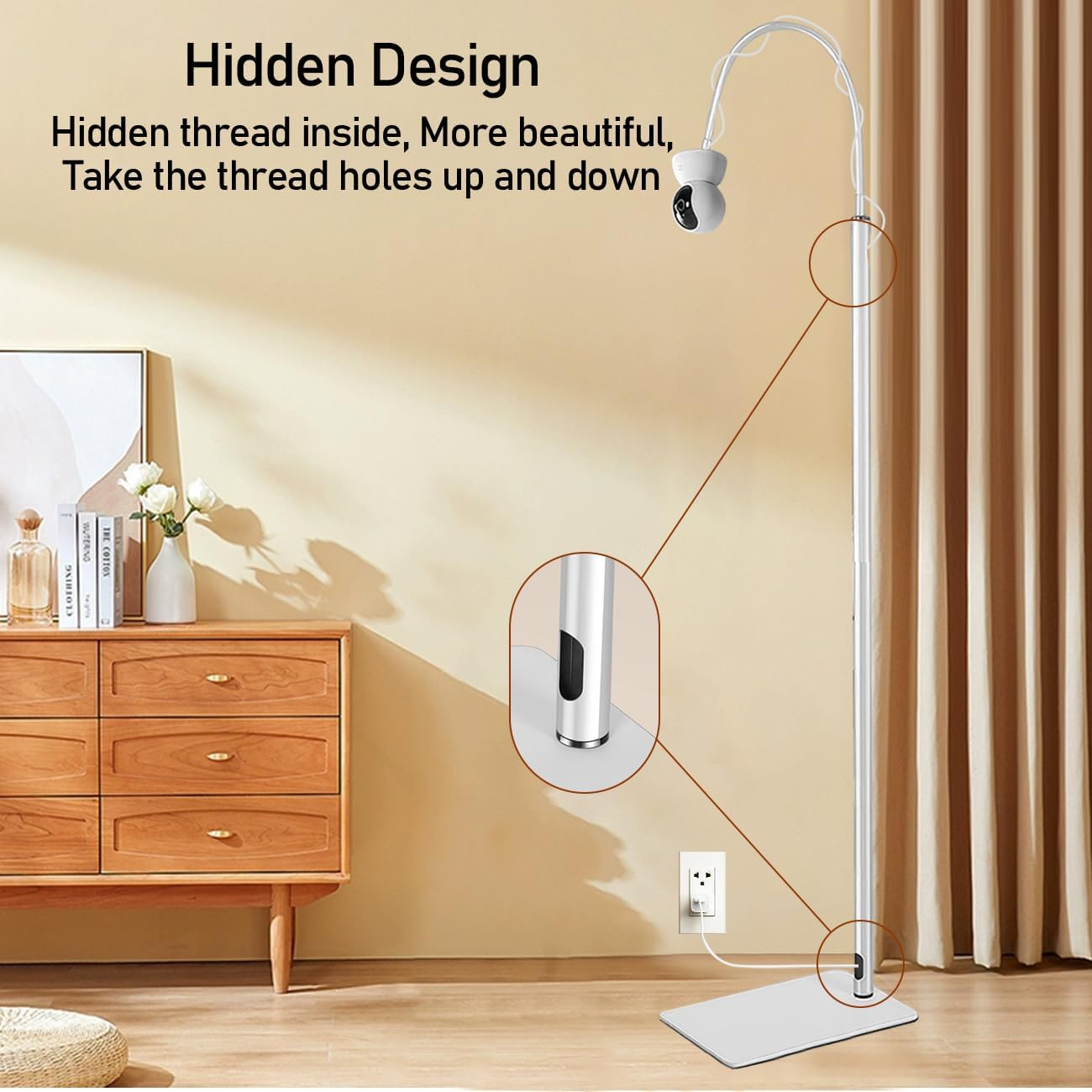 Universal Baby Monitor Floor Stand Mount - Height Adjustable, 360&deg; All-Round Monitoring, Compatible with Arlo, Motorola, Hello Baby & More image number 4