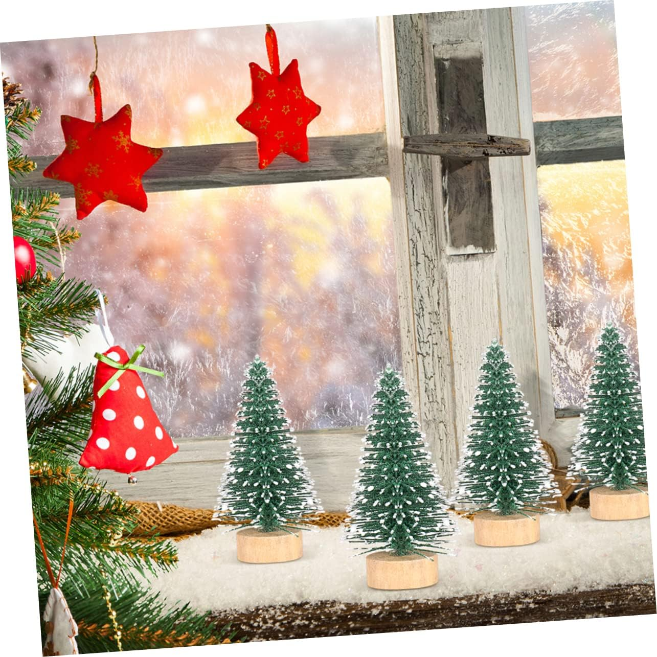 12Pcs Mini Christmas Tree Decorations Xmas Tree Adornments for Tabletop Window Display and Home Decor image number 5