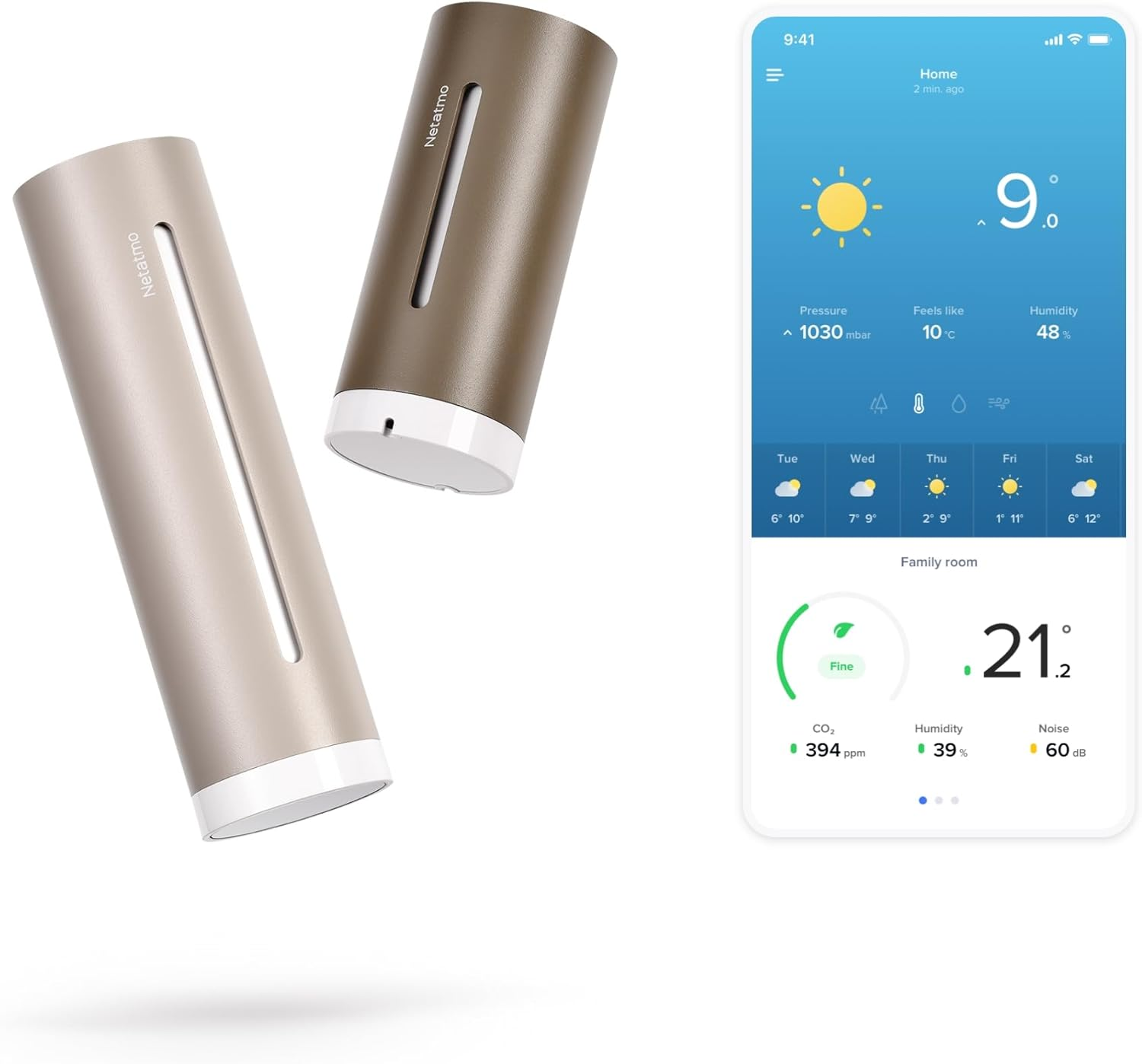 Netatmo Weather Station Original| 2Nd Generation | Indoor & Outdoor | Temperature, Humidity, Air Quality, UV - Sunshine, Pollen, Weather Forecasts, Compatible Apple, Alexa, Google - Sand - NWS-S-WW