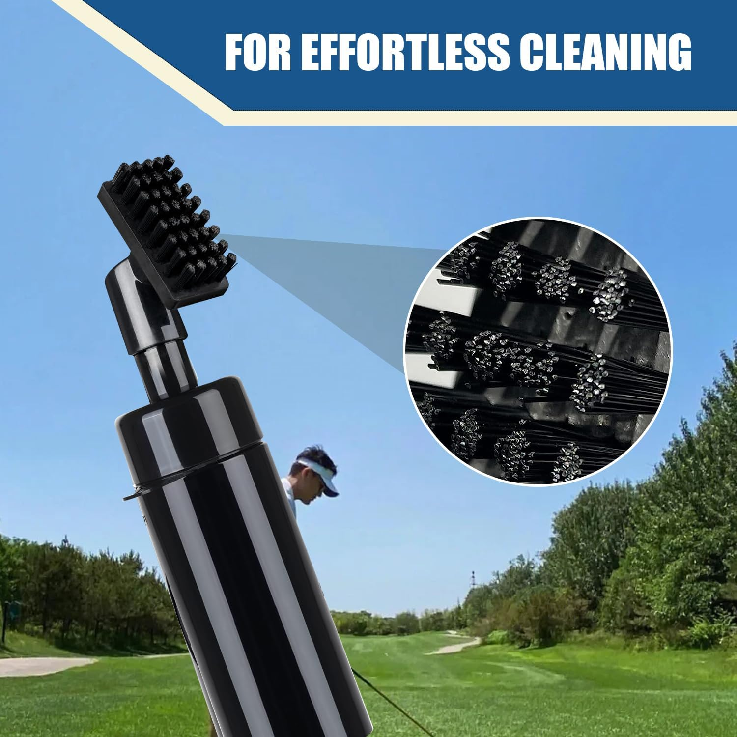 Golf Club Cleaner Brush - 7.5 Inch Groove Tube with 4Oz Squeeze Water Bottle 2 Clip Golf Club Cleaning Kit Essential Accessory with Nylon Bristles Caddy Splash Golf Water Brush Golf Accessories, 1Pcs image number 1
