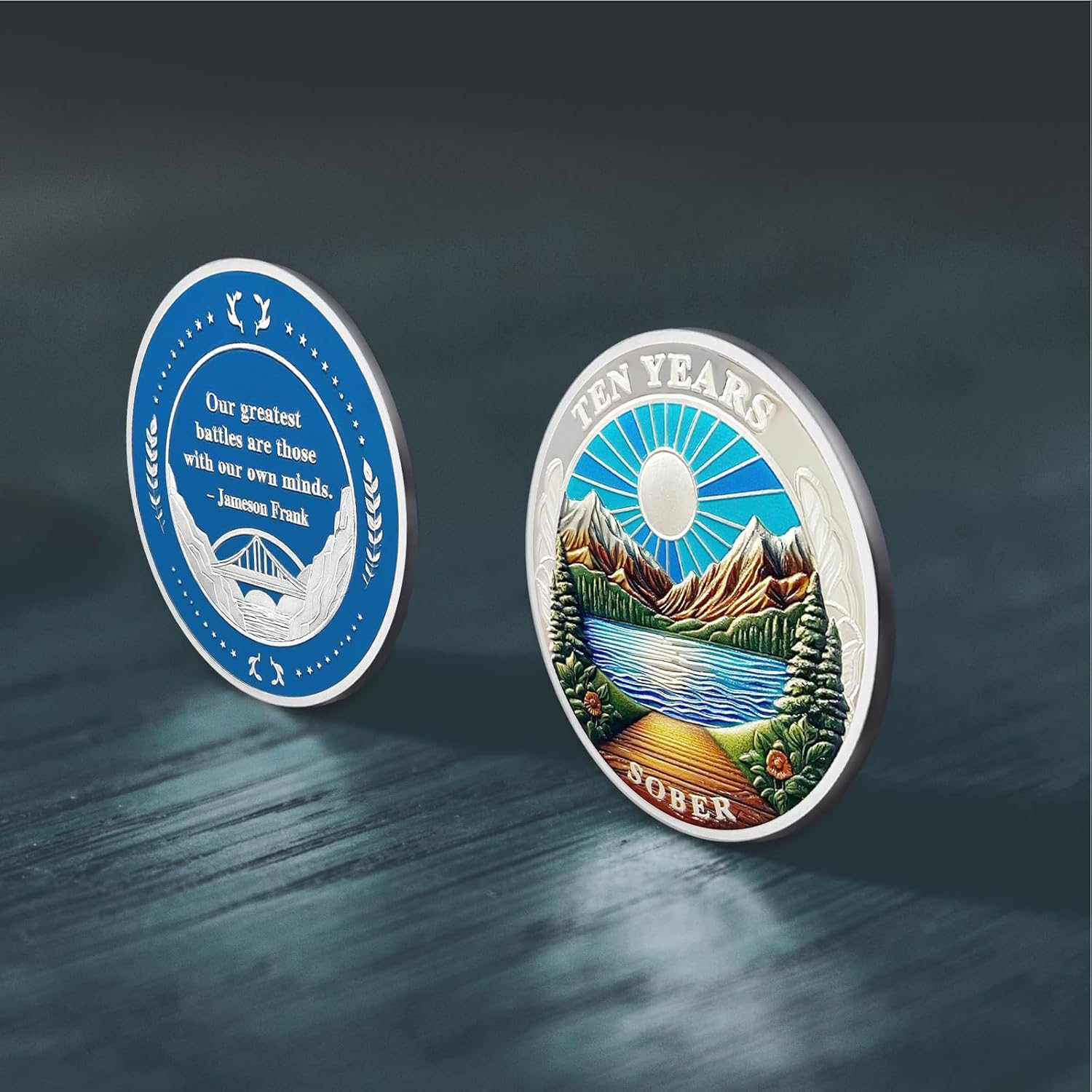 CHURYUML 10 Year AA Coins Ten Year Sobriety Chip Recovery Medallions Alcoholics Anonymous Token Sober Anniversary Gifts for Men and Women Celebrating Sobriety