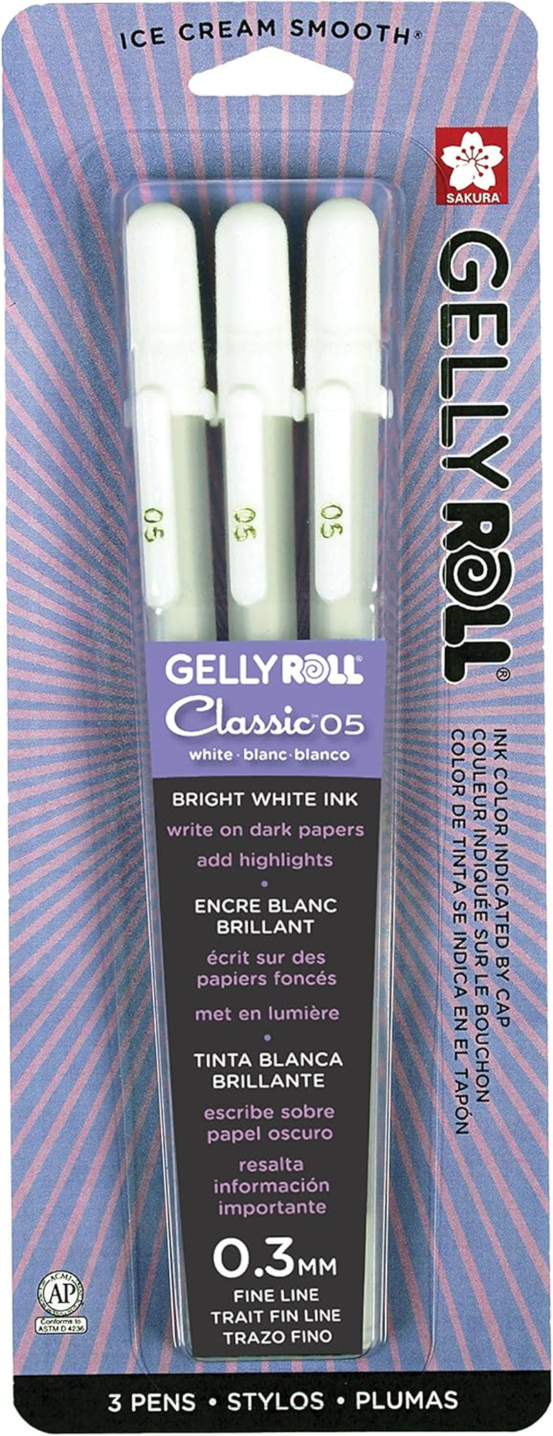 Sakura 57452 Gelly Roll Classic 05 (Fine Pt.) 3Pk Pen, White image number 3