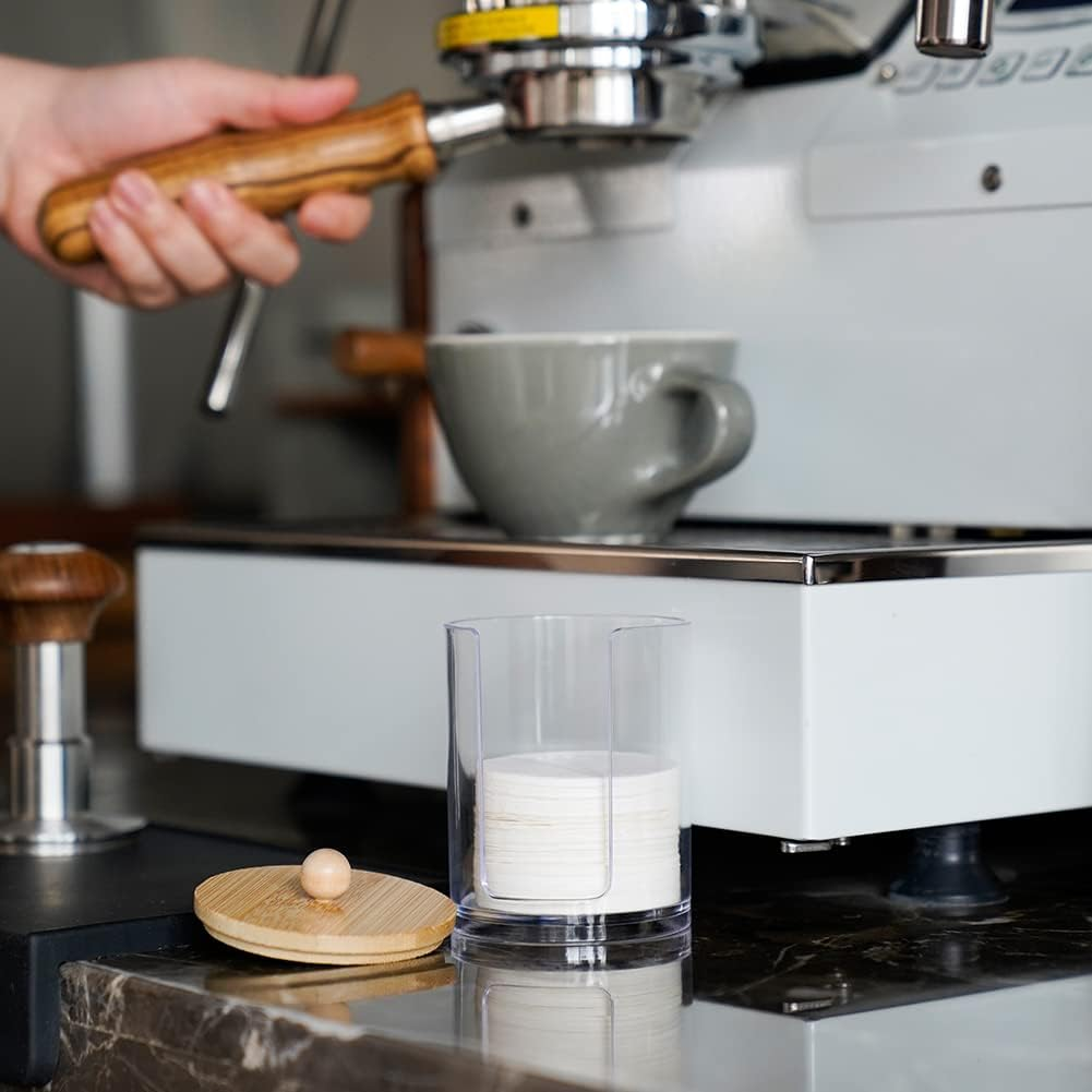 Watchget Espresso Paper Filter Holder with Lid Acrylic Coffee Filter Dispenser Compatible with 51Mm/54Mm/58Mm round Paper Filters image number 6