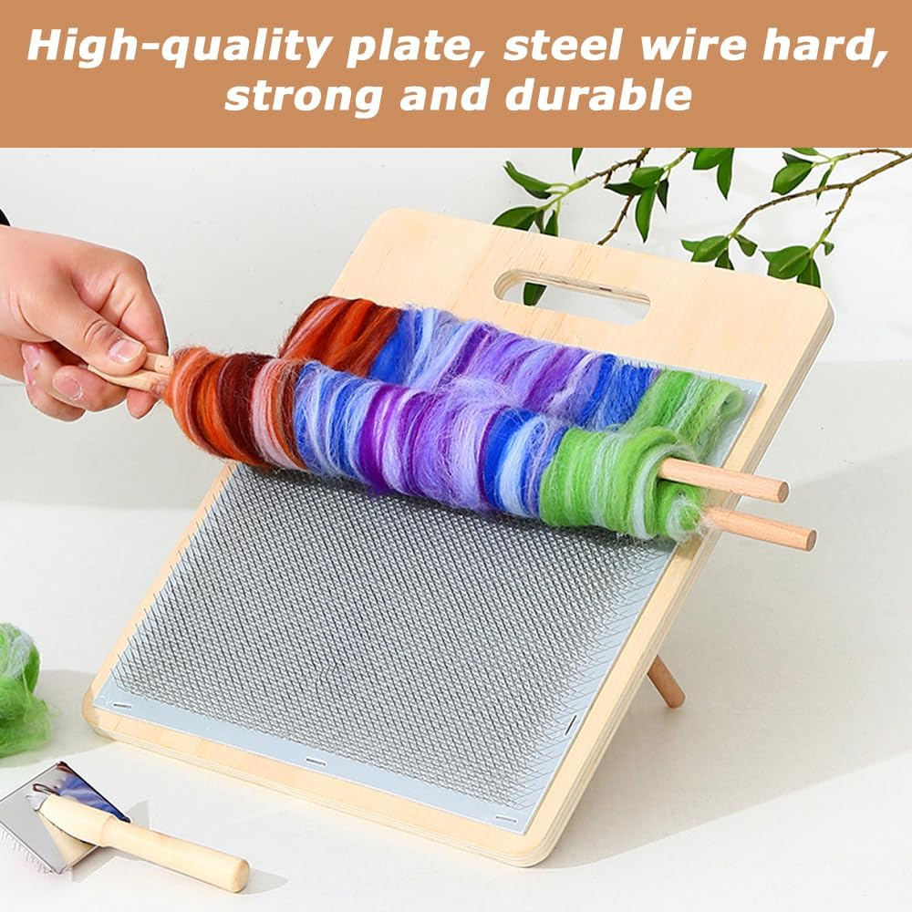 Wool Blend Board,Wool Blending Board Carding Brush Set,Fiber Blending Board, for Mix Colors, Organize Wool Fibers,With 1Pcs Wool Brush 2Pcs Wood Craft Sticks image number 4