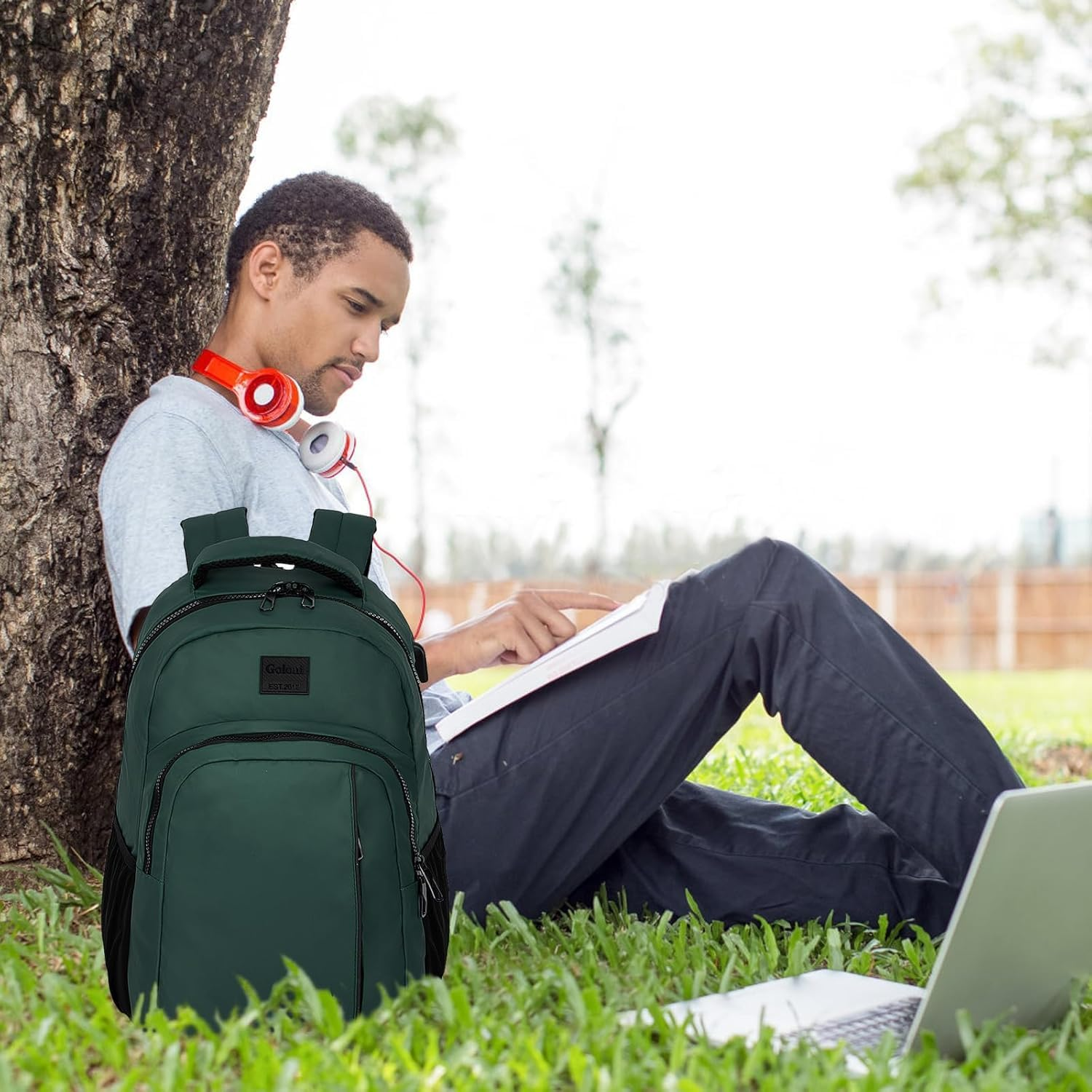 15.6 Travel Laptop Backpack with USB Charging Port, Men Man Women Back Pack,Work,Casual College,High Schol Book Bag for Teens Lightweight Waterproof Casual Notebook Bag - Blue image number 6