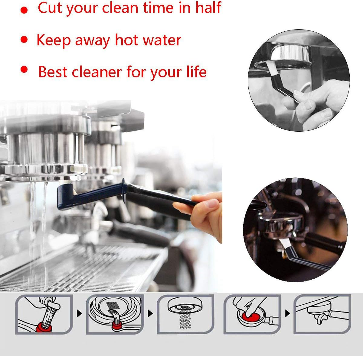 ACKLLR Coffee Grinder Cleaning Brush, Heavy Wood Handle & Natural Bristles Wood Dusting Espresso Brush and Nylon Espresso Machine Brush with Spoon for Bean Grain Barista Pasta Makers Home Kitchen image number 1