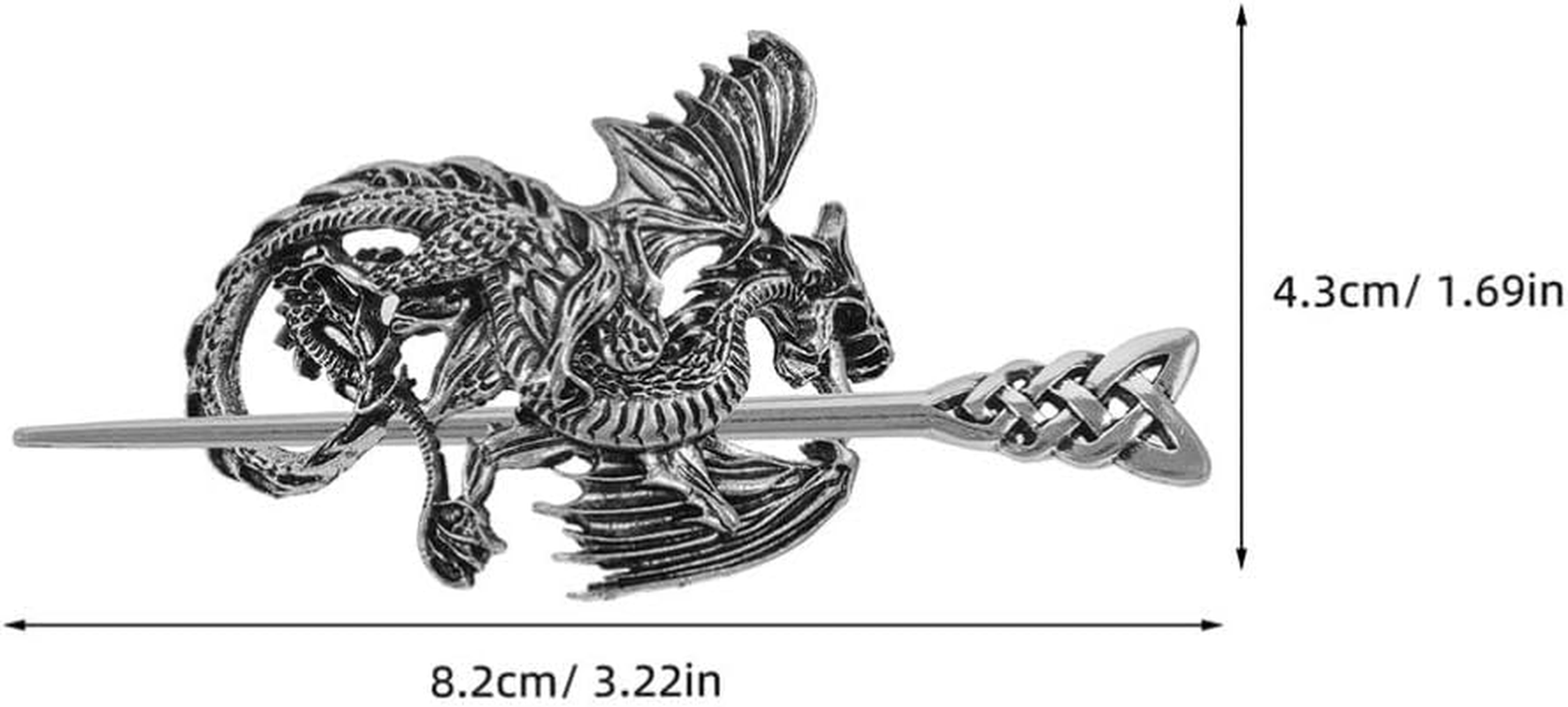 Minkissy Viking Dragon Hook Clips Vintage Punk Gothic Hair Stick Antique Silver Metal Hair Pins Hair Bar Sticks Retro Hair Accessories for Men Women Fashion Jewellery Pack of 2 image number 5