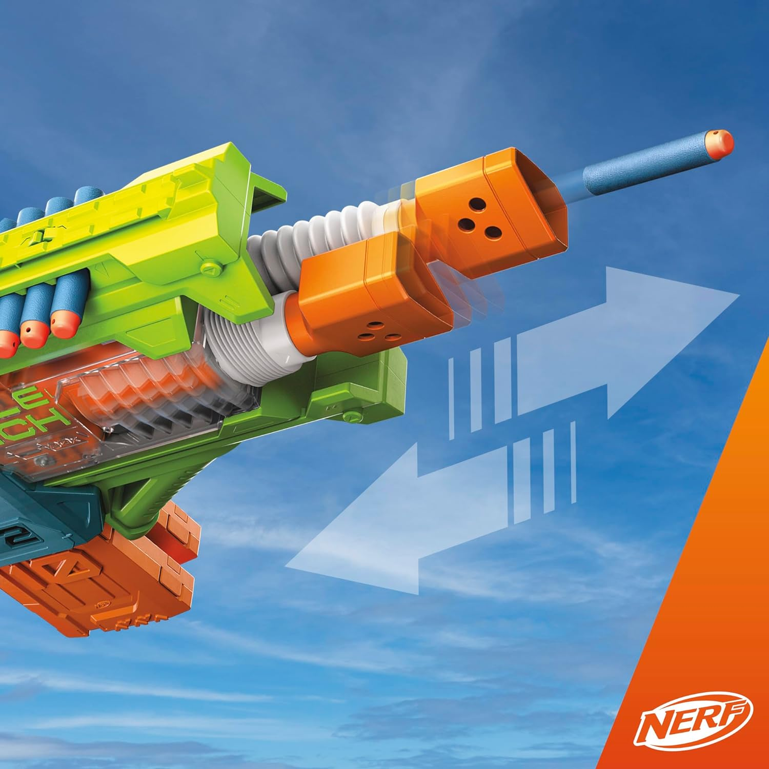 Hasbro Nerf Elite 2.0 Double Punch Motorized Dart Blaster, Rapid Alternating Barrels, 50 Nerf Elite Darts, 2X 10-Dart Clips, Ages 8 & Up image number 3