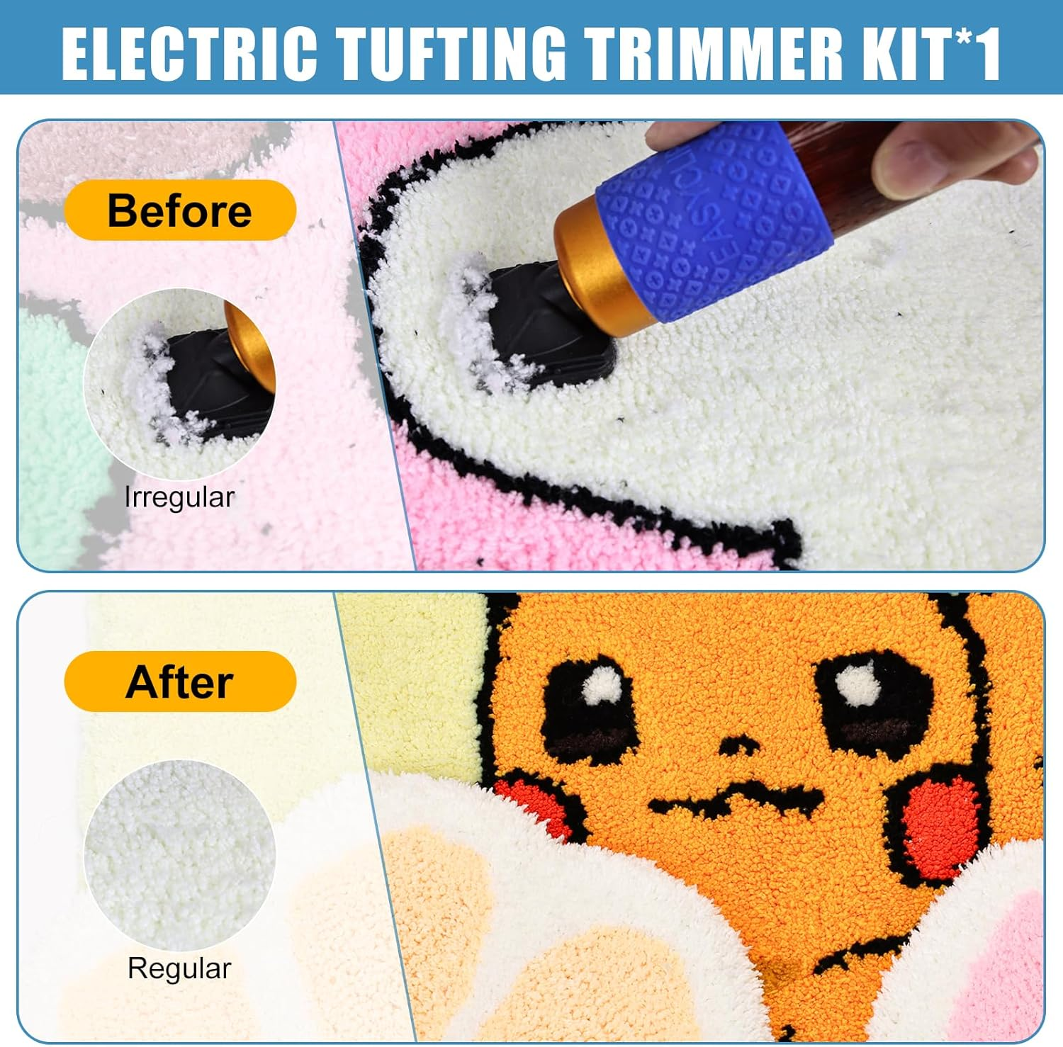 Zowwfast Rug Tufting Gun Kit with Carpet Trimmer Kit, Rug Gun with Digtial Speed Display,Tufting Machine with Tufting Cloth|Yarn |Kitroller|Brush|Scraper |Stamper Yellow image number 4